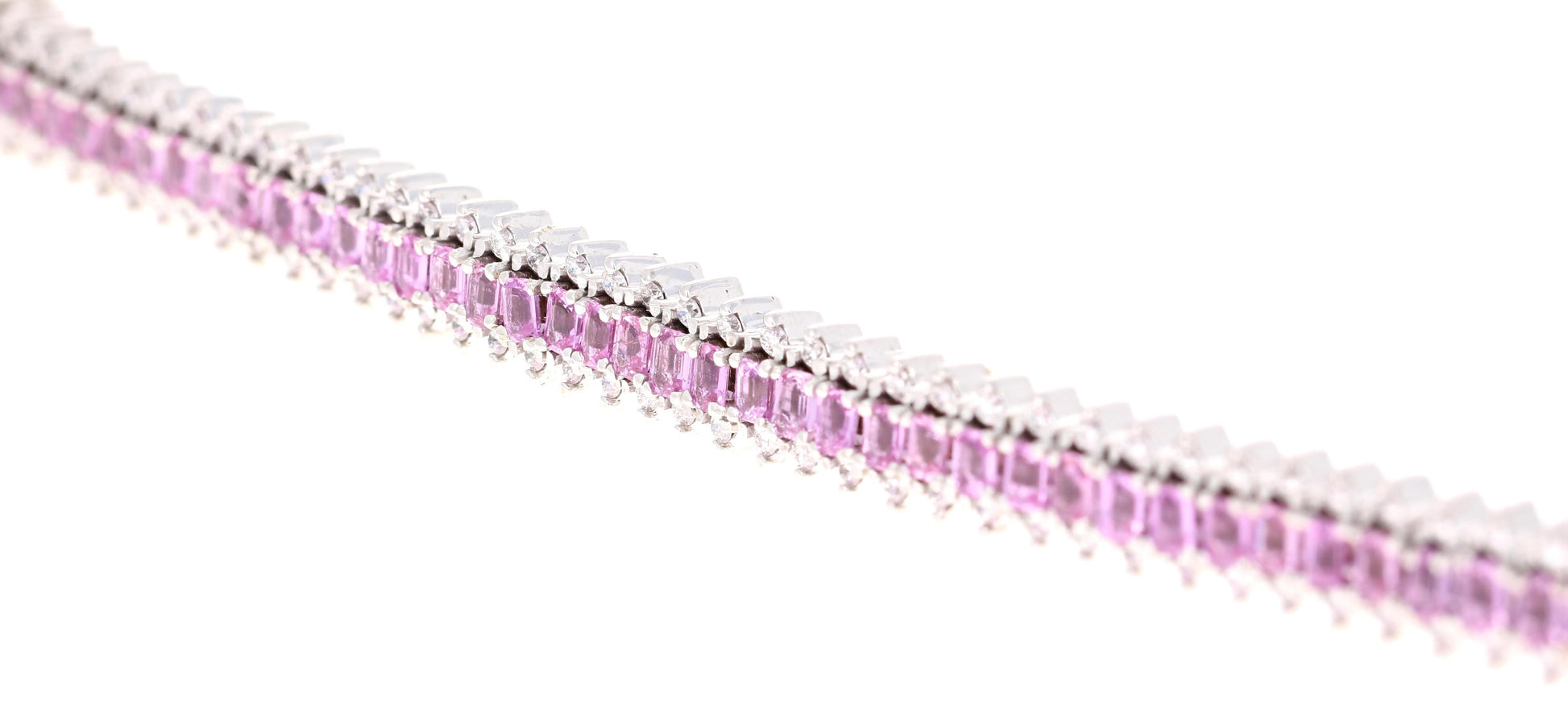 14.60 Carat Natural Pink Sapphire Diamond White Gold Bracelet