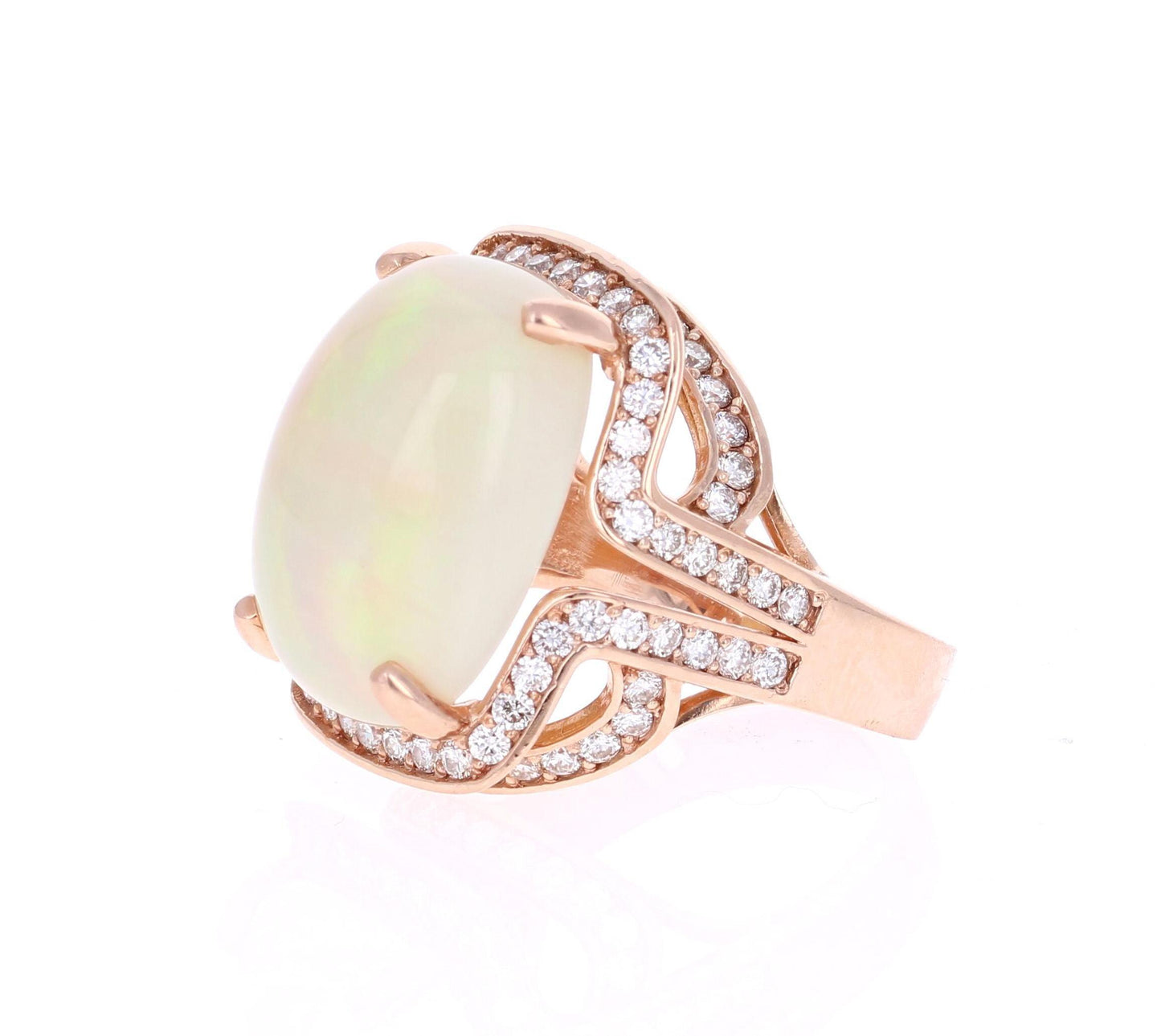 14.63 Carat Opal Diamond 14 Karat Rose Gold Statement Ring