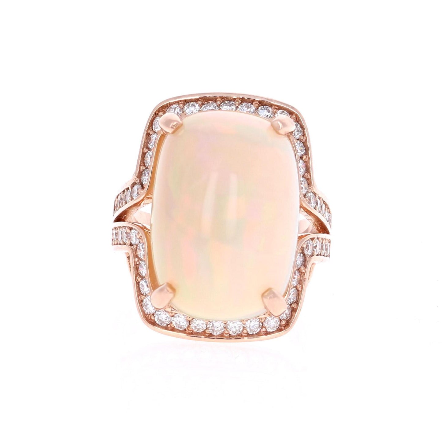 14.63 Carat Opal Diamond 14 Karat Rose Gold Statement Ring