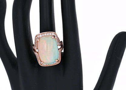 14.63 Carat Opal Diamond 14 Karat Rose Gold Statement Ring