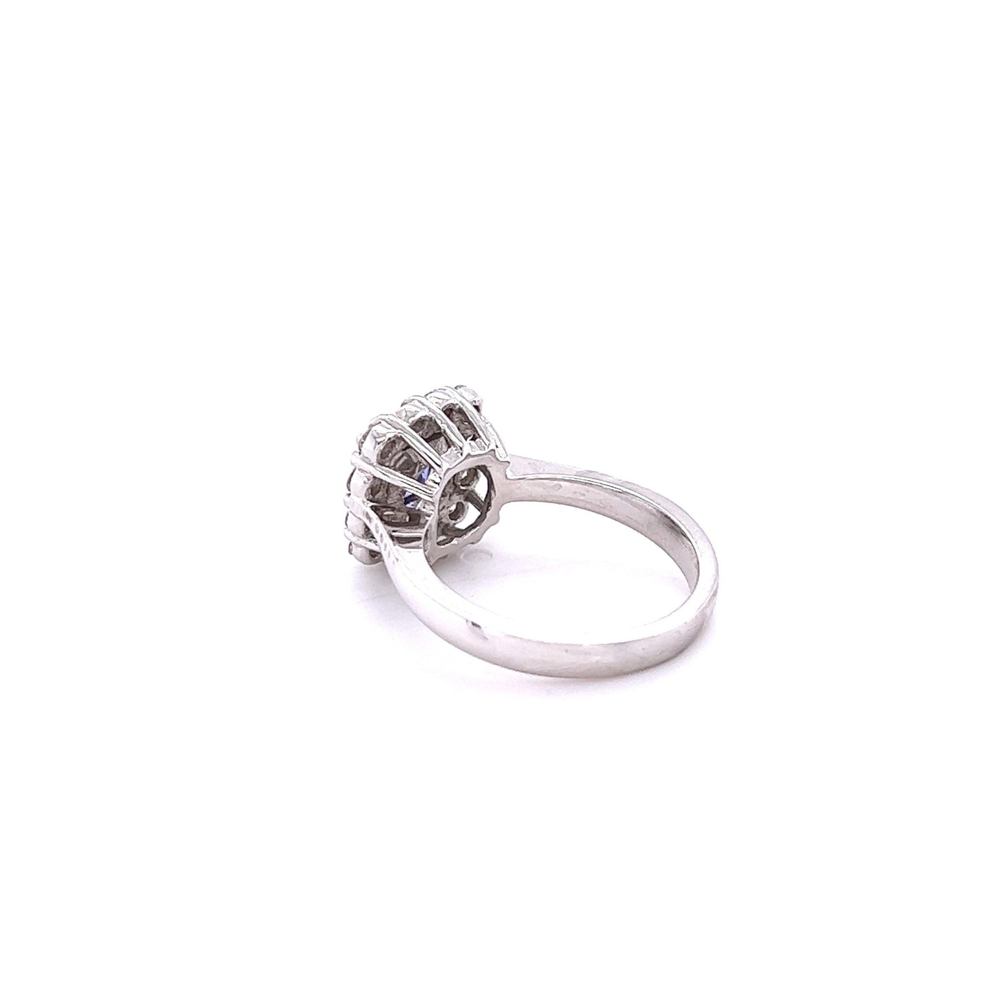 1.48 Carat Blue Sapphire Diamond 14 Karat White Gold Engagement Ring