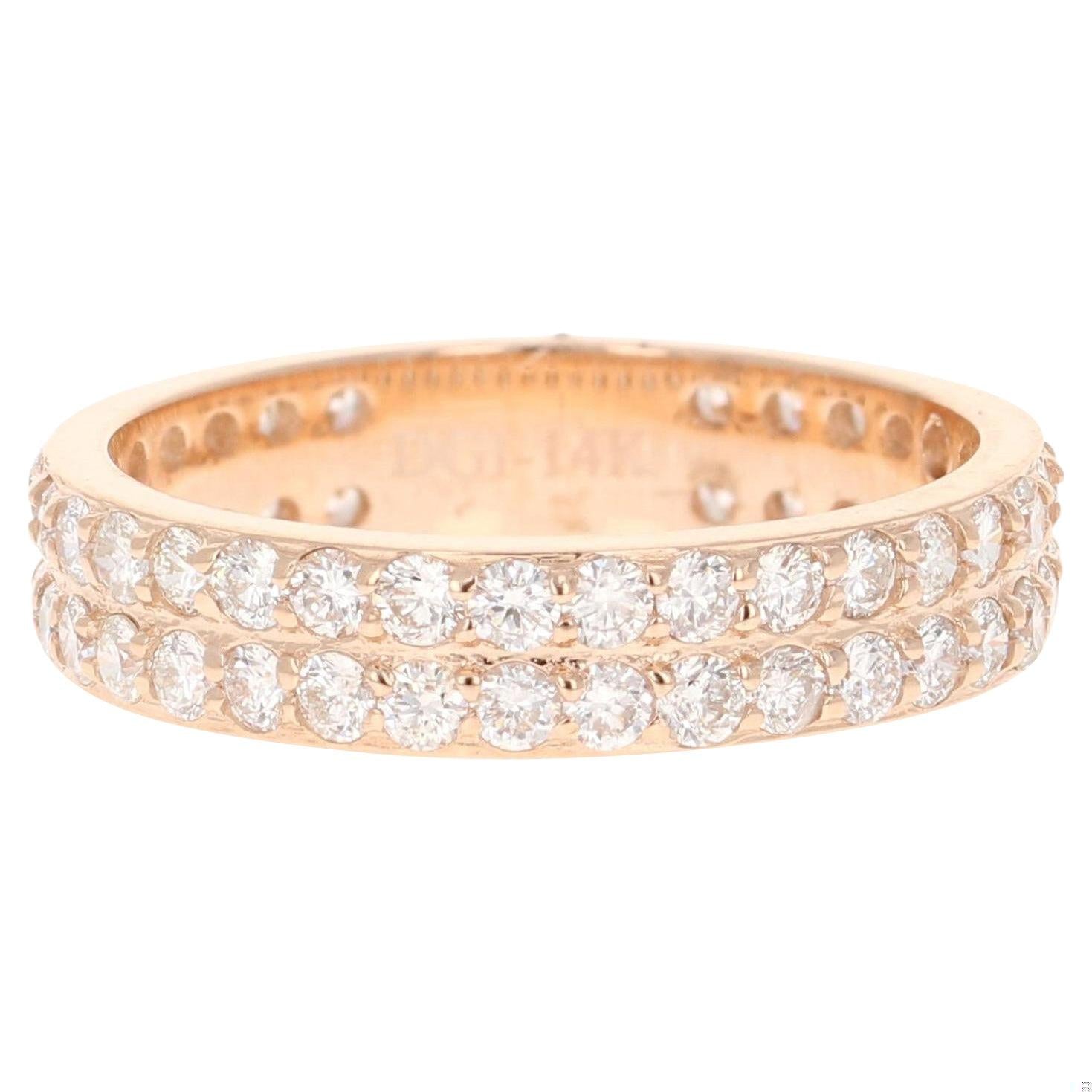 1.48 Carat Natural Diamond Rose Gold Band