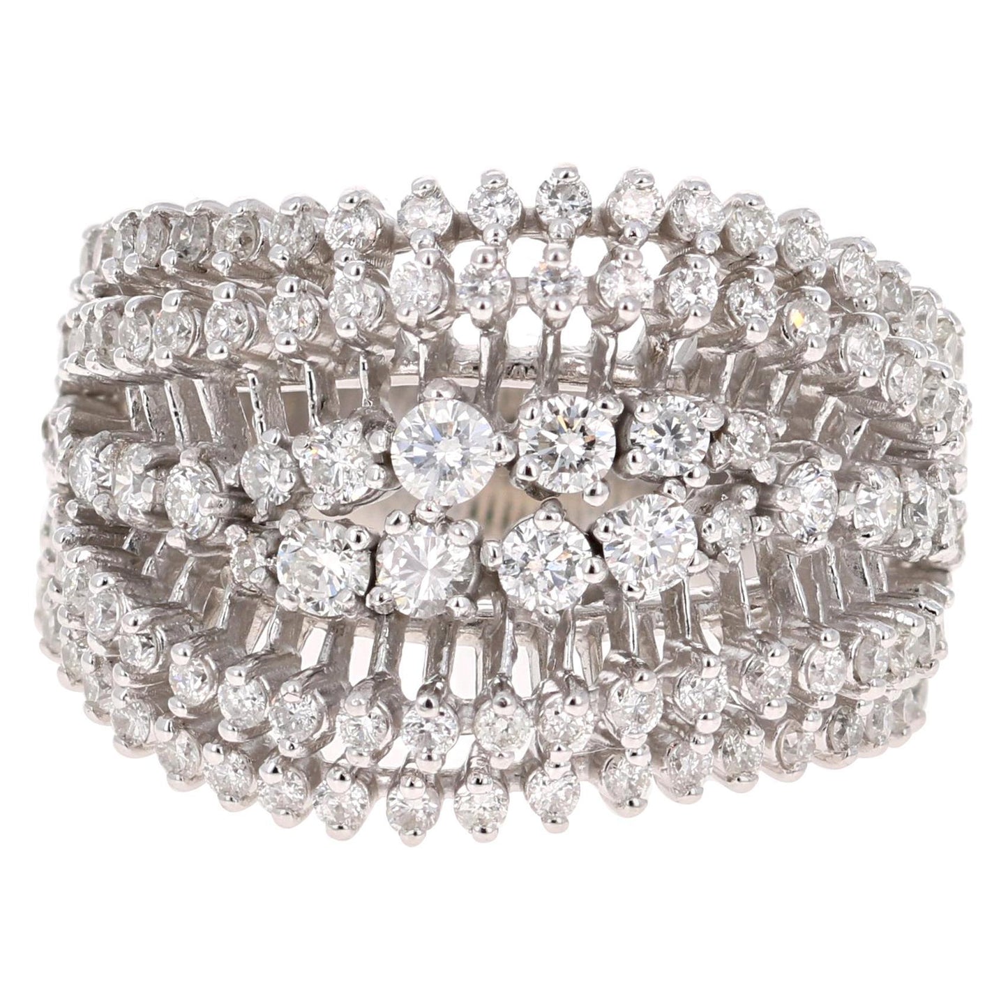 1.49 Carat Diamond Cocktail 14 Karat White Gold Ring