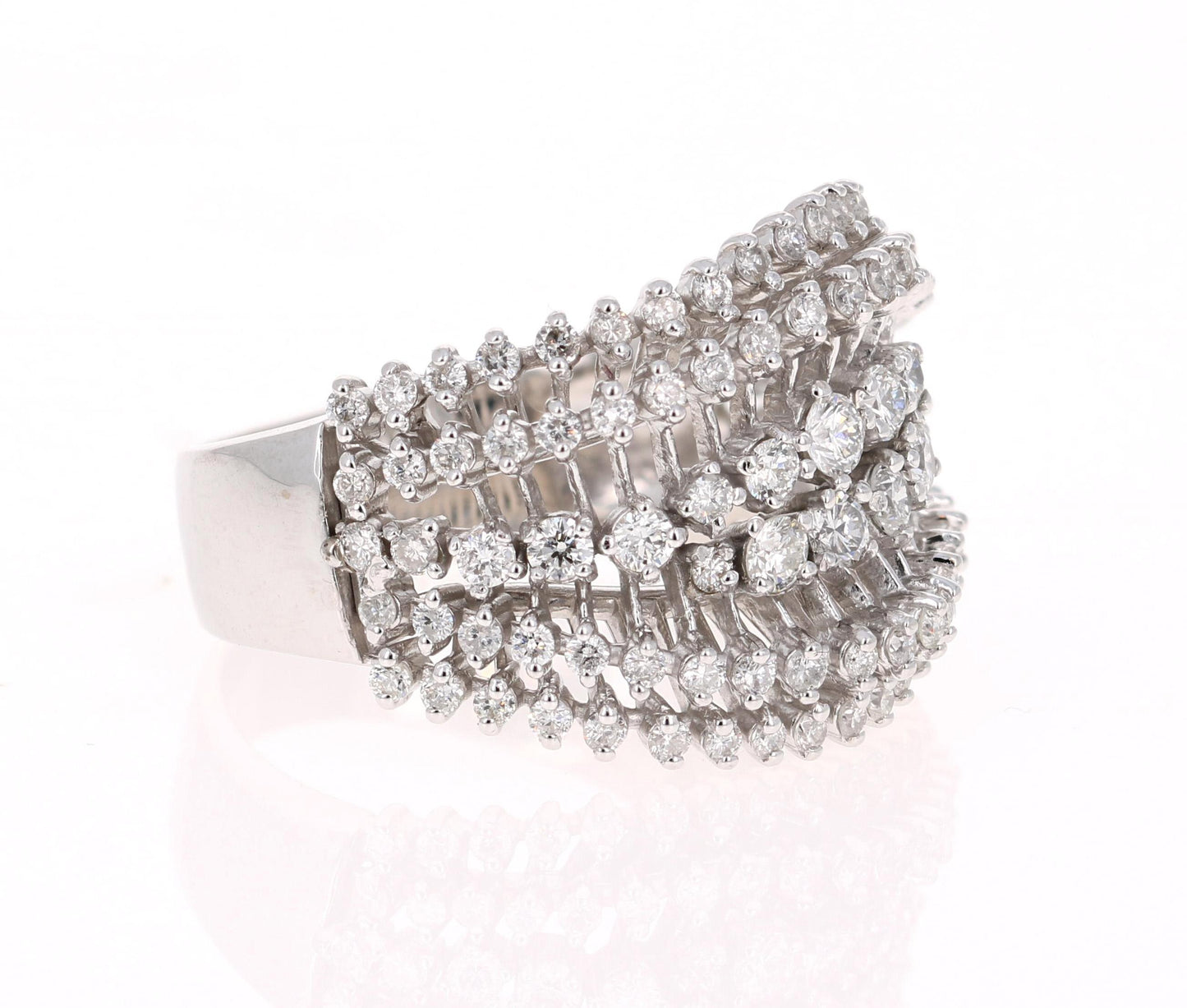 1.49 Carat Diamond Cocktail 14 Karat White Gold Ring