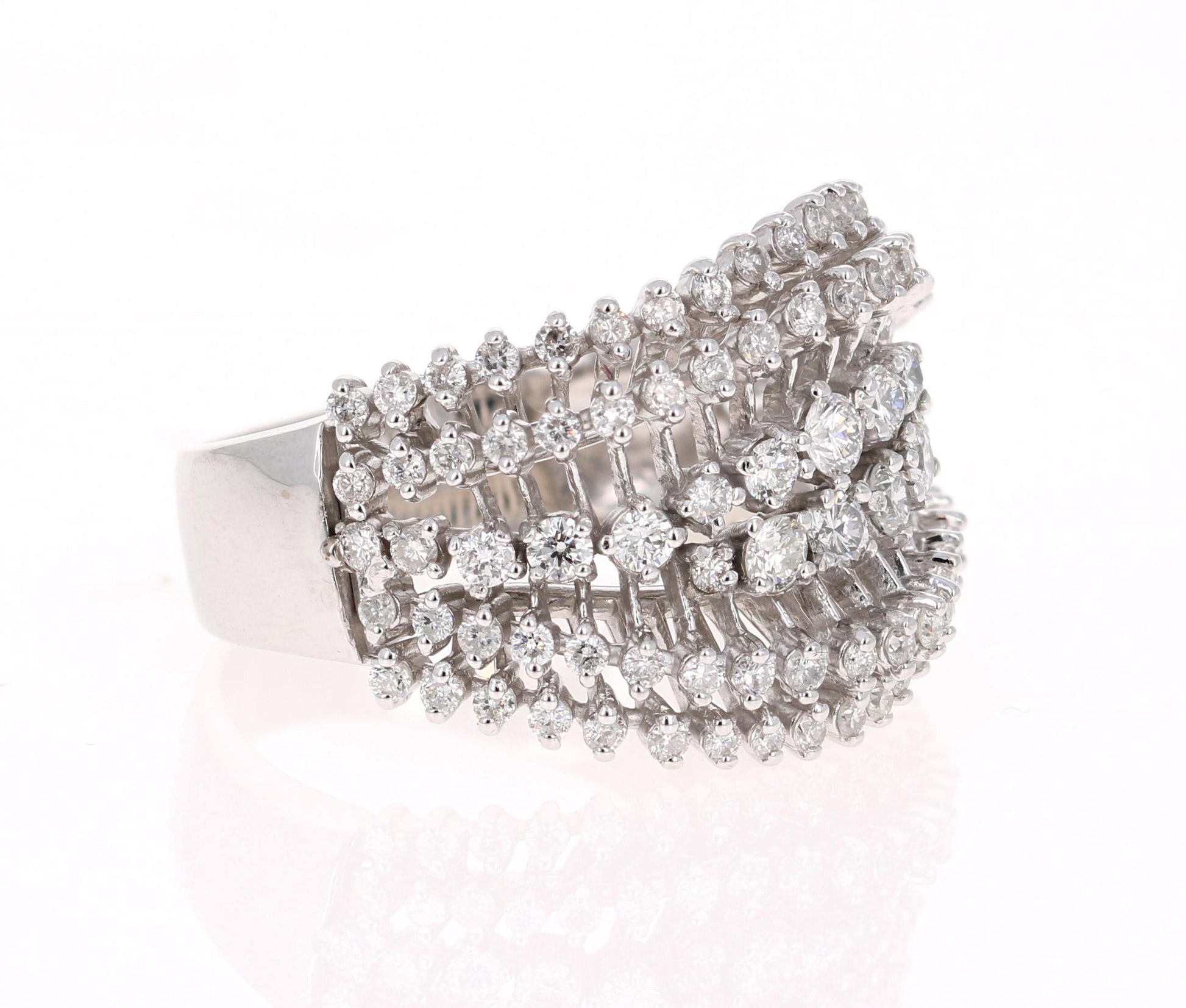 1.49 Carat Diamond Cocktail 14 Karat White Gold Ring