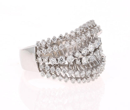 1.49 Carat Diamond Cocktail 14 Karat White Gold Ring