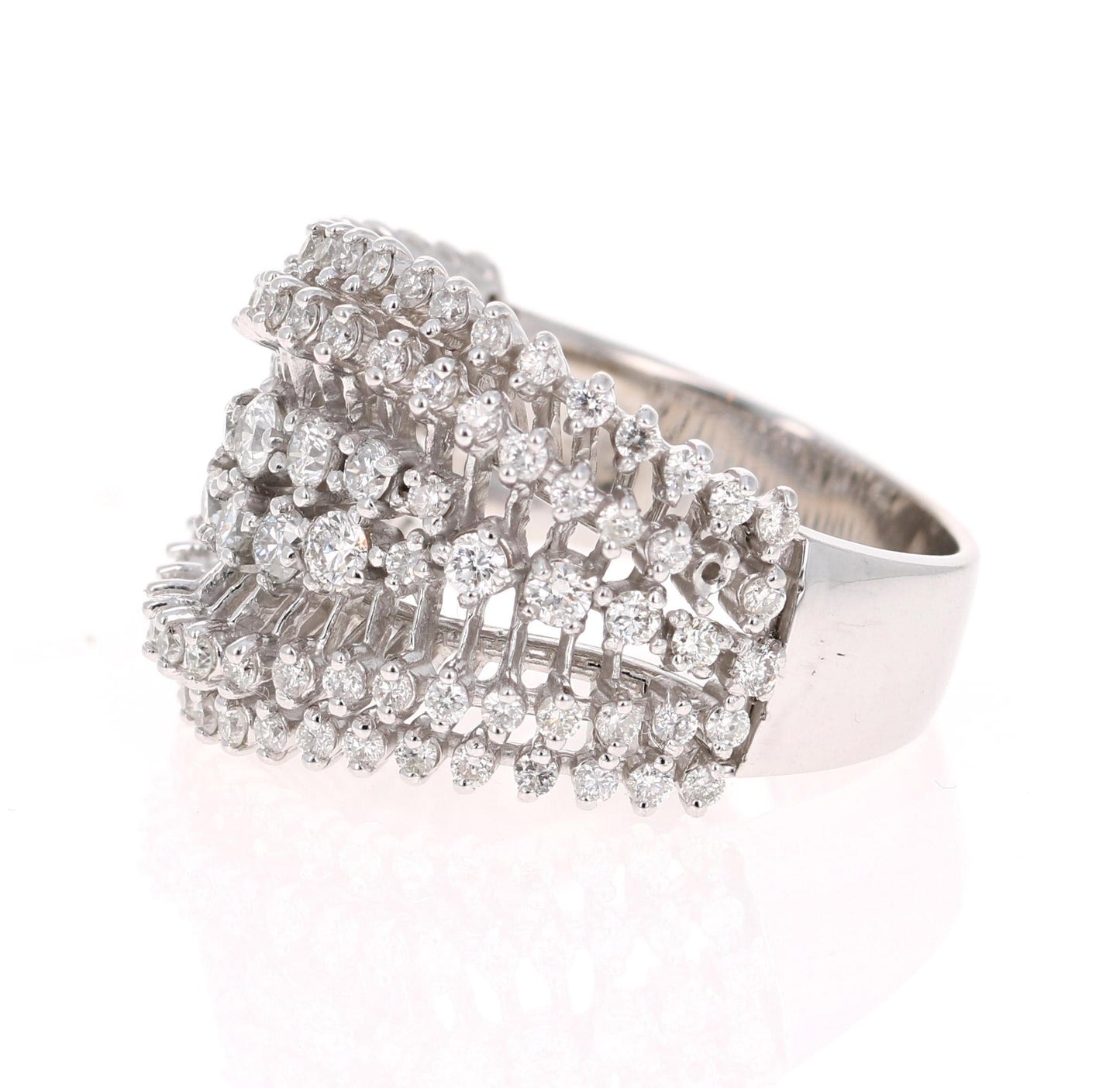 1.49 Carat Diamond Cocktail 14 Karat White Gold Ring
