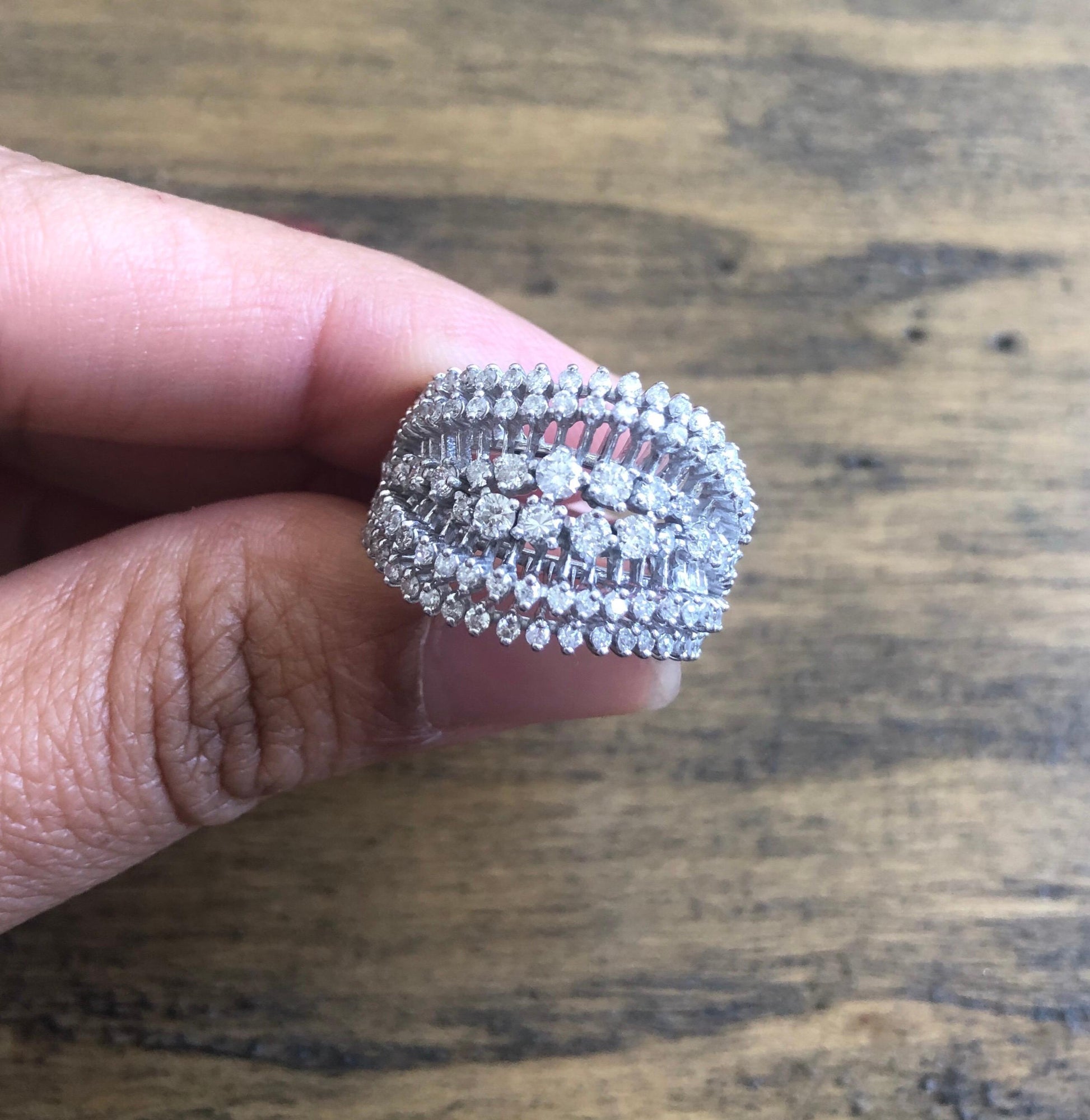 1.49 Carat Diamond Cocktail 14 Karat White Gold Ring