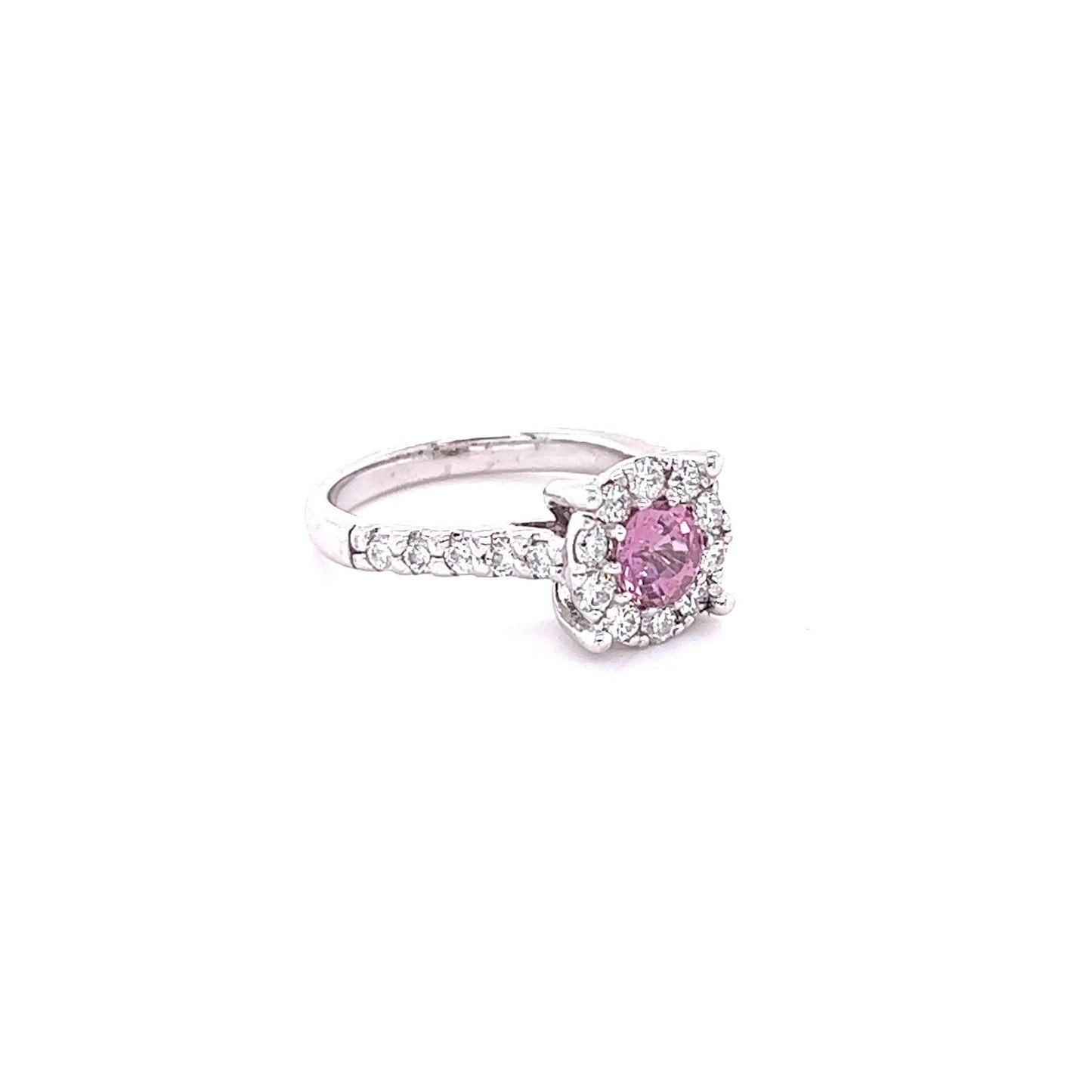 1.51 Carat Pink Sapphire Diamond 14 Karat White Gold Engagement Ring