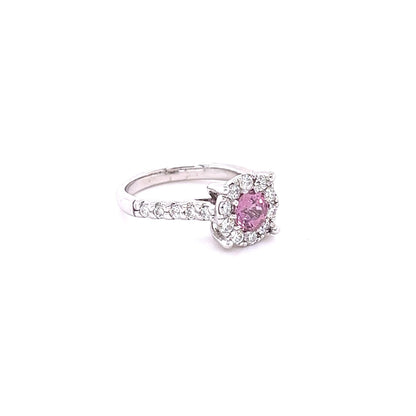 1.51 Carat Pink Sapphire Diamond 14 Karat White Gold Engagement Ring