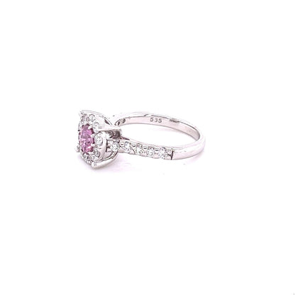 1.51 Carat Pink Sapphire Diamond 14 Karat White Gold Engagement Ring