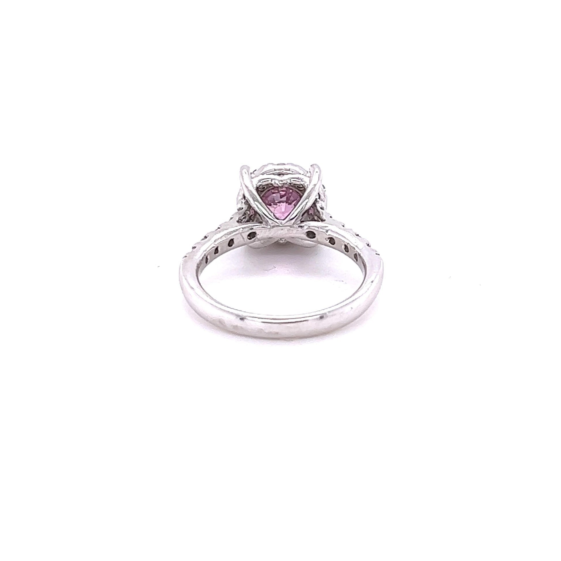 1.51 Carat Pink Sapphire Diamond 14 Karat White Gold Engagement Ring