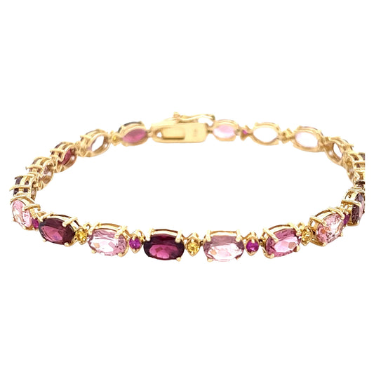 15.63 Carat Natural Tourmaline Sapphire 14 Karat Yellow Gold Bracelet