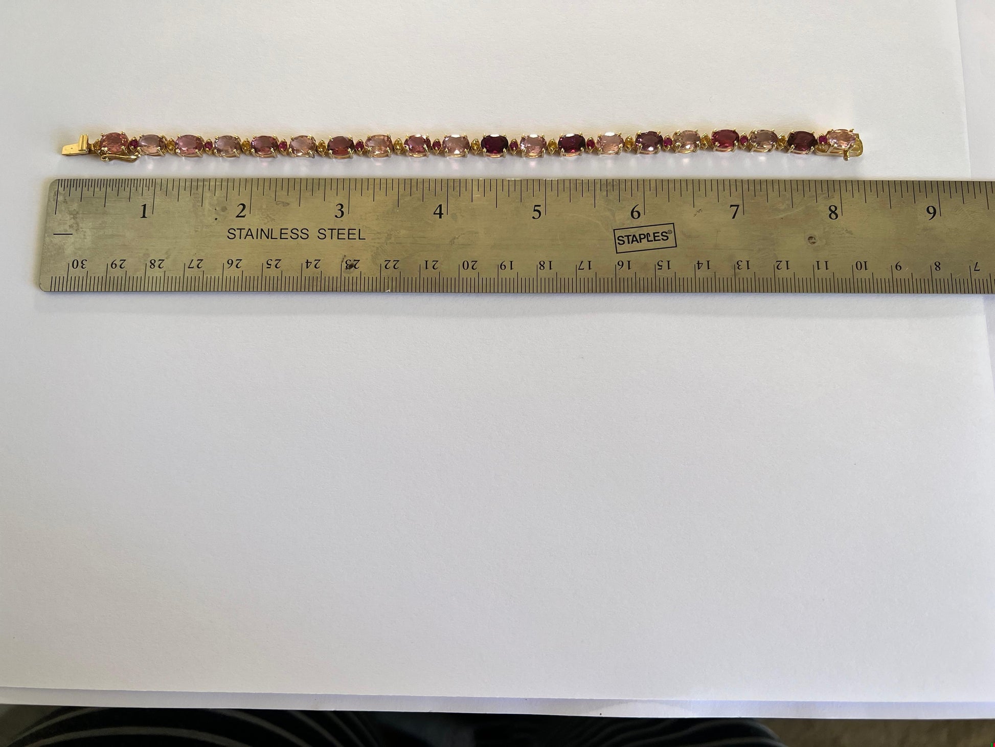 15.63 Carat Natural Tourmaline Sapphire 14 Karat Yellow Gold Bracelet