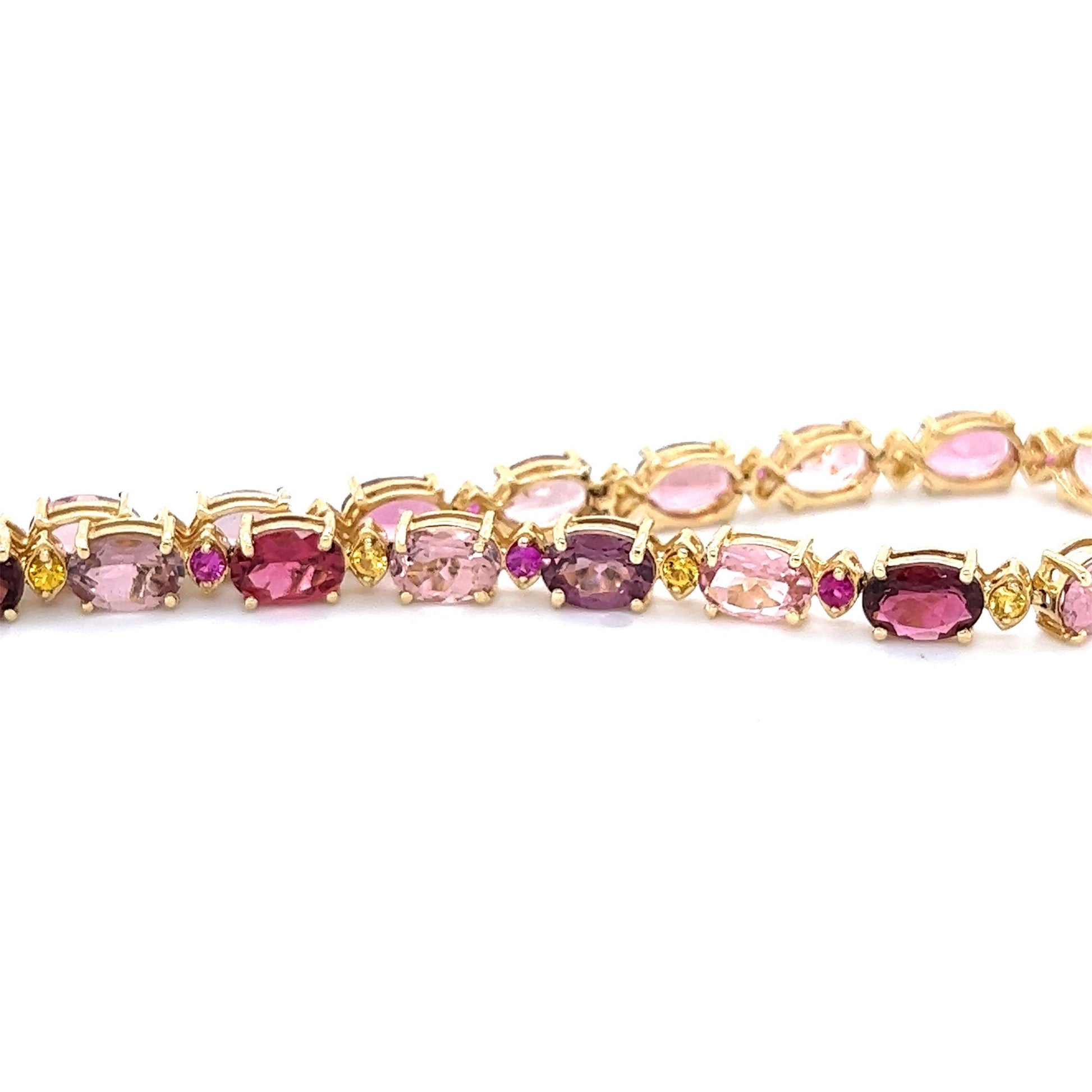 15.63 Carat Natural Tourmaline Sapphire 14 Karat Yellow Gold Bracelet