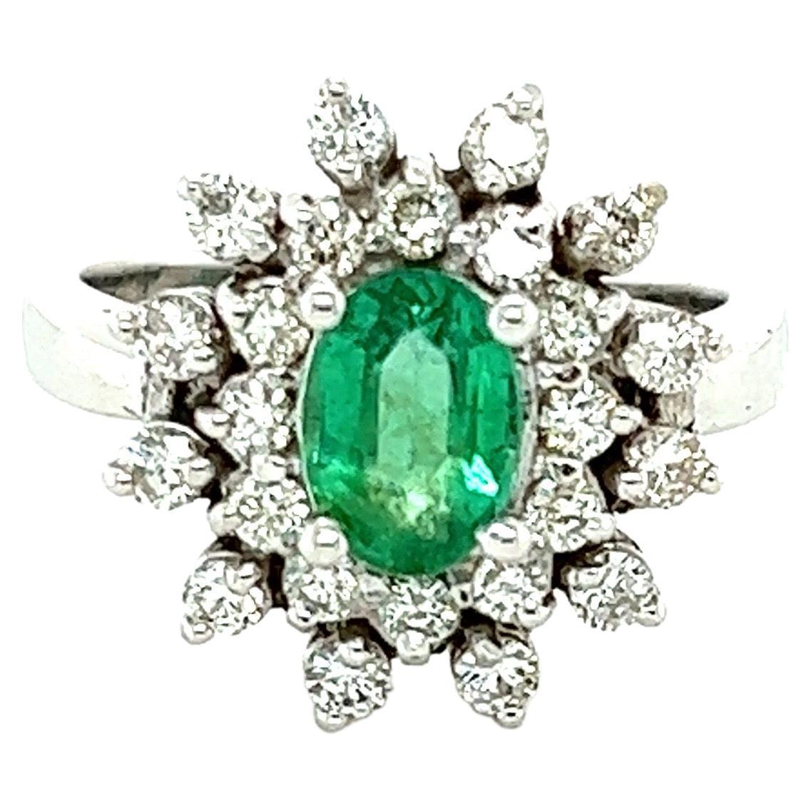 1.60 Carat Emerald Diamond 14 Karat White Gold Engagement Ring
