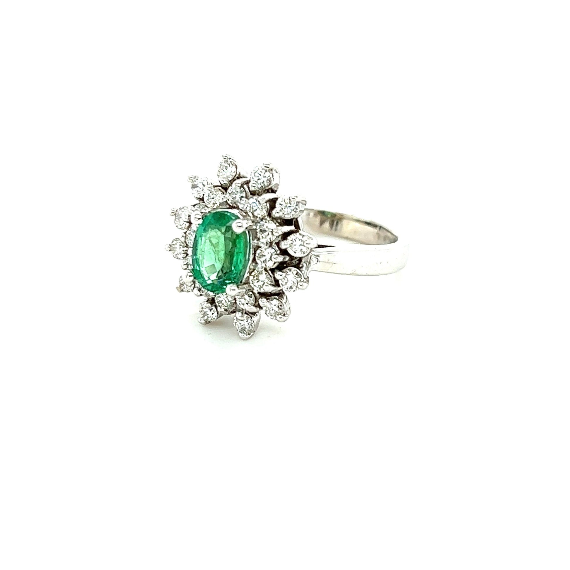 1.60 Carat Emerald Diamond 14 Karat White Gold Engagement Ring