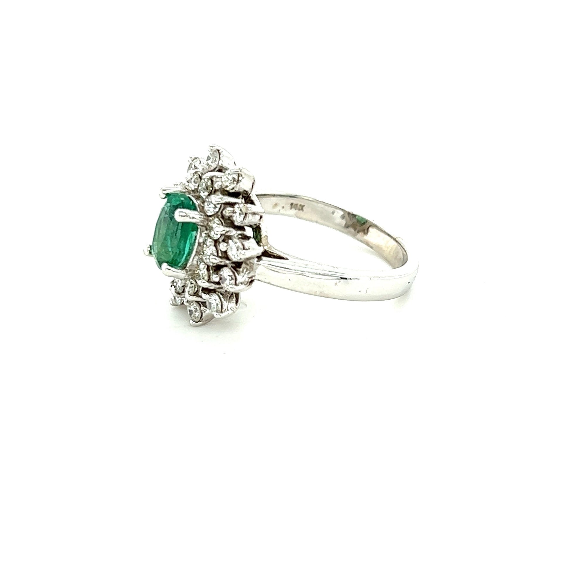 1.60 Carat Emerald Diamond 14 Karat White Gold Engagement Ring