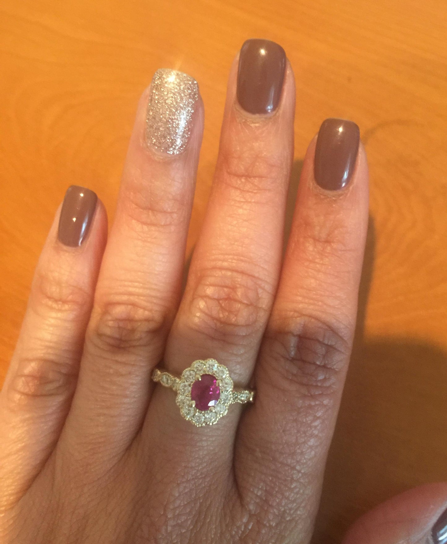 1.60 Carat Oval Cut Burmese Ruby Diamond 14 Karat Yellow Gold Bridal Ring