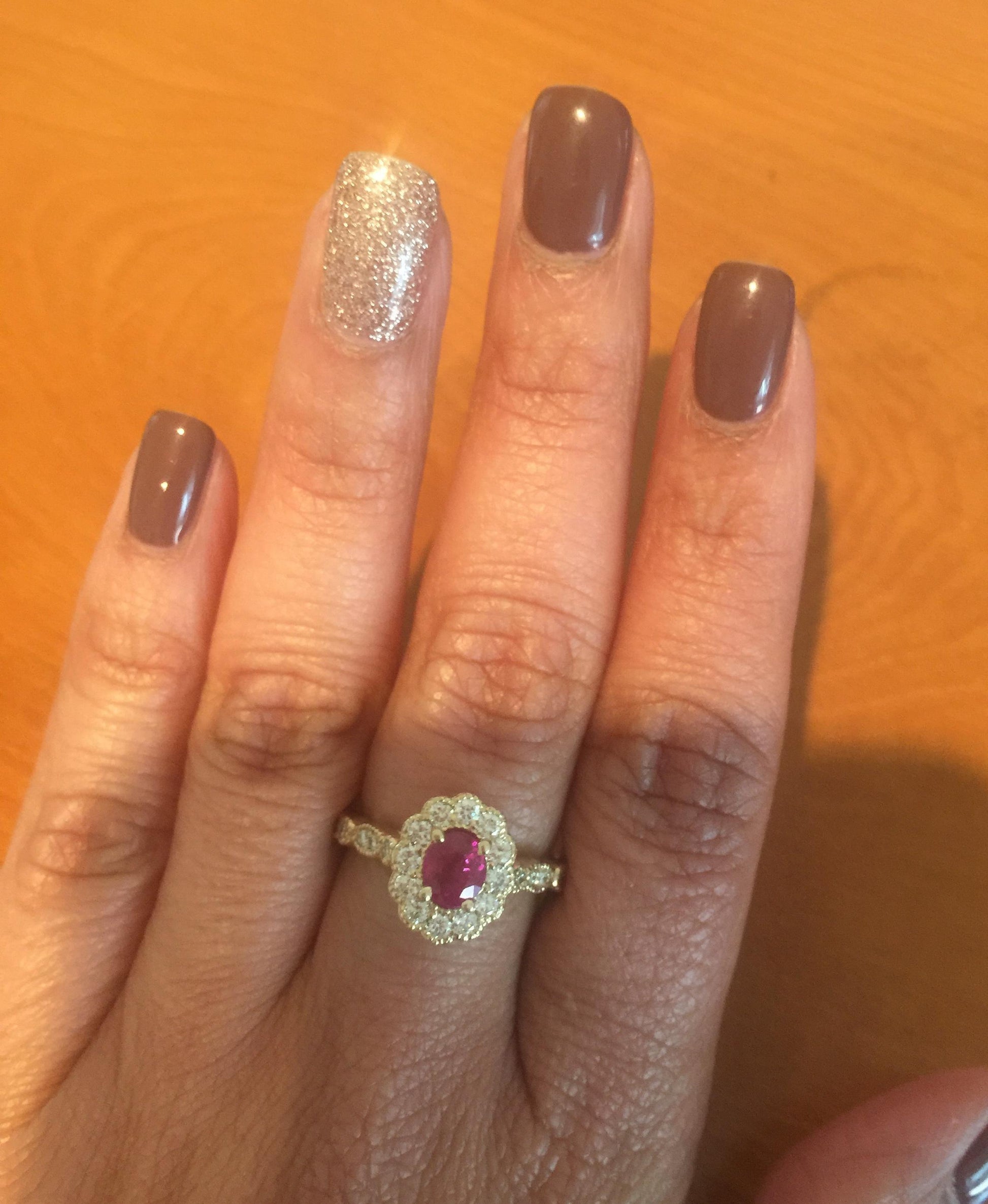 1.60 Carat Oval Cut Burmese Ruby Diamond 14 Karat Yellow Gold Bridal Ring