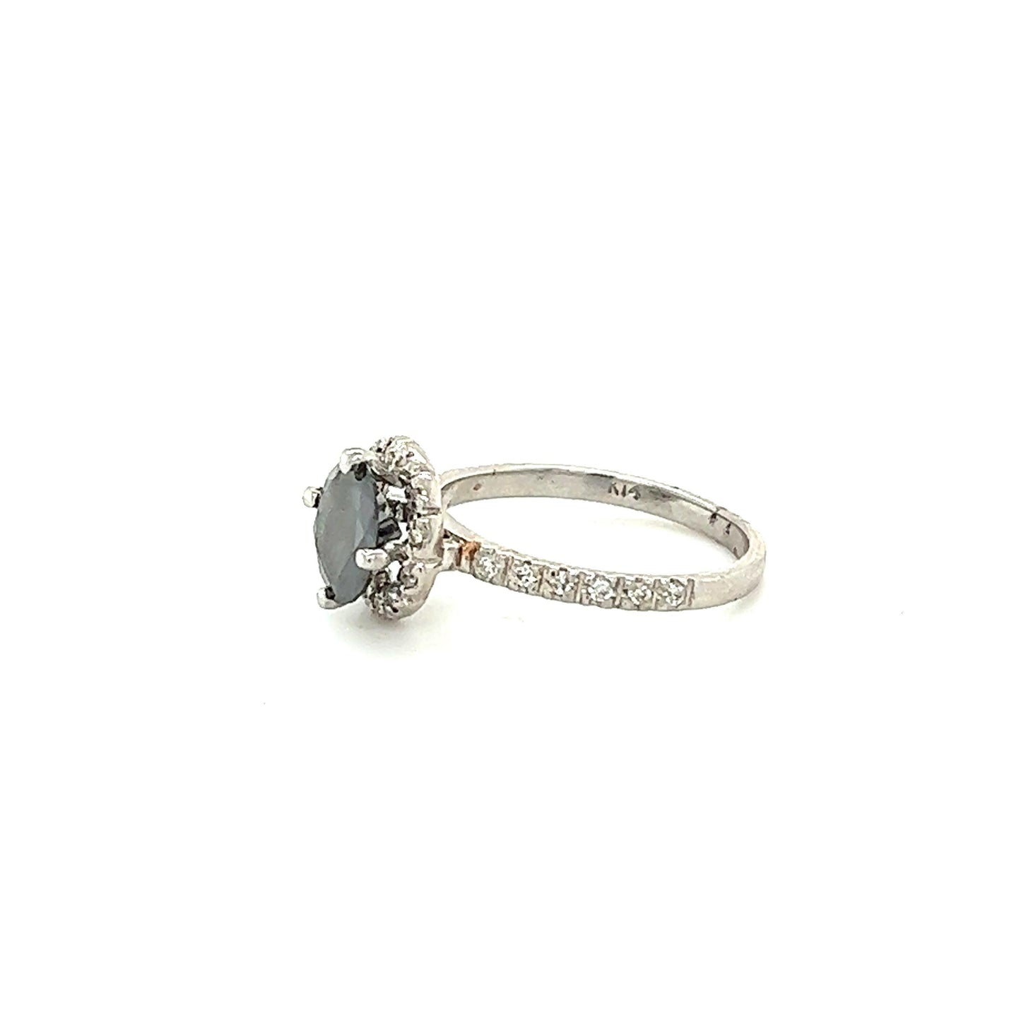 1.64 Carat Black Diamond White Diamond White Gold Engagement Ring