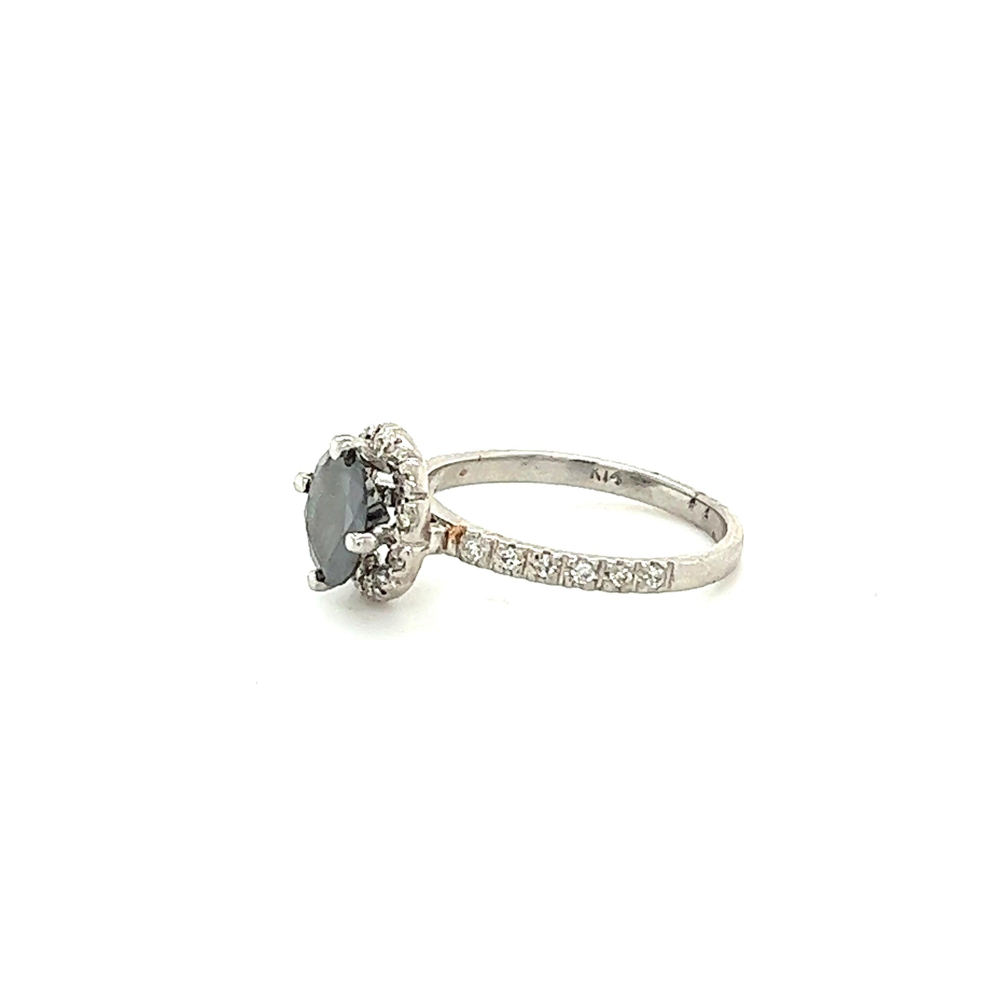1.64 Carat Black Diamond White Diamond White Gold Engagement Ring