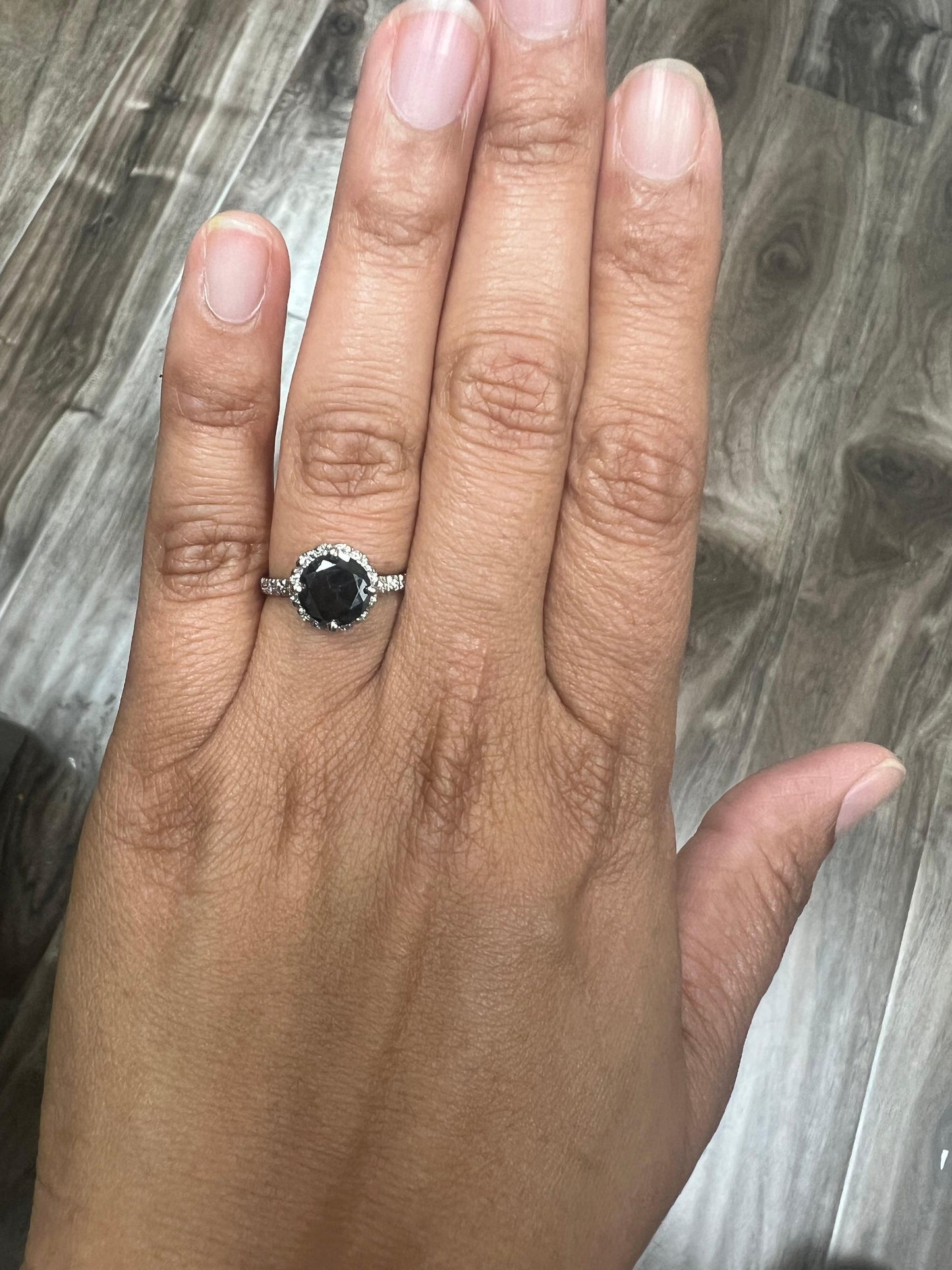 1.64 Carat Black Diamond White Diamond White Gold Engagement Ring