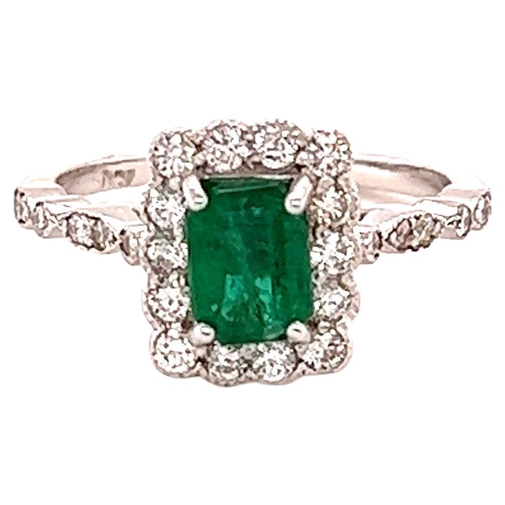 1.65 Carat Emerald Diamond 18 Karat White Gold Engagement Ring