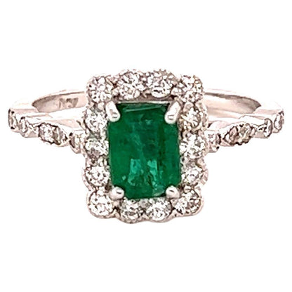 1.65 Carat Emerald Diamond 18 Karat White Gold Engagement Ring