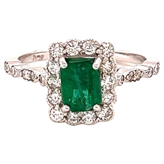 1.65 Carat Emerald Diamond 18 Karat White Gold Engagement Ring