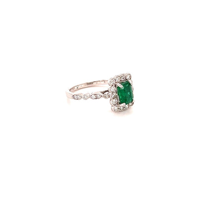 1.65 Carat Emerald Diamond 18 Karat White Gold Engagement Ring