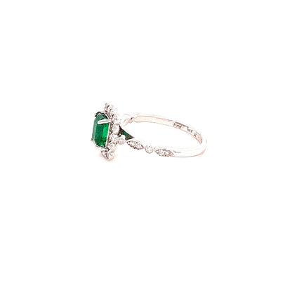 1.65 Carat Emerald Diamond 18 Karat White Gold Engagement Ring
