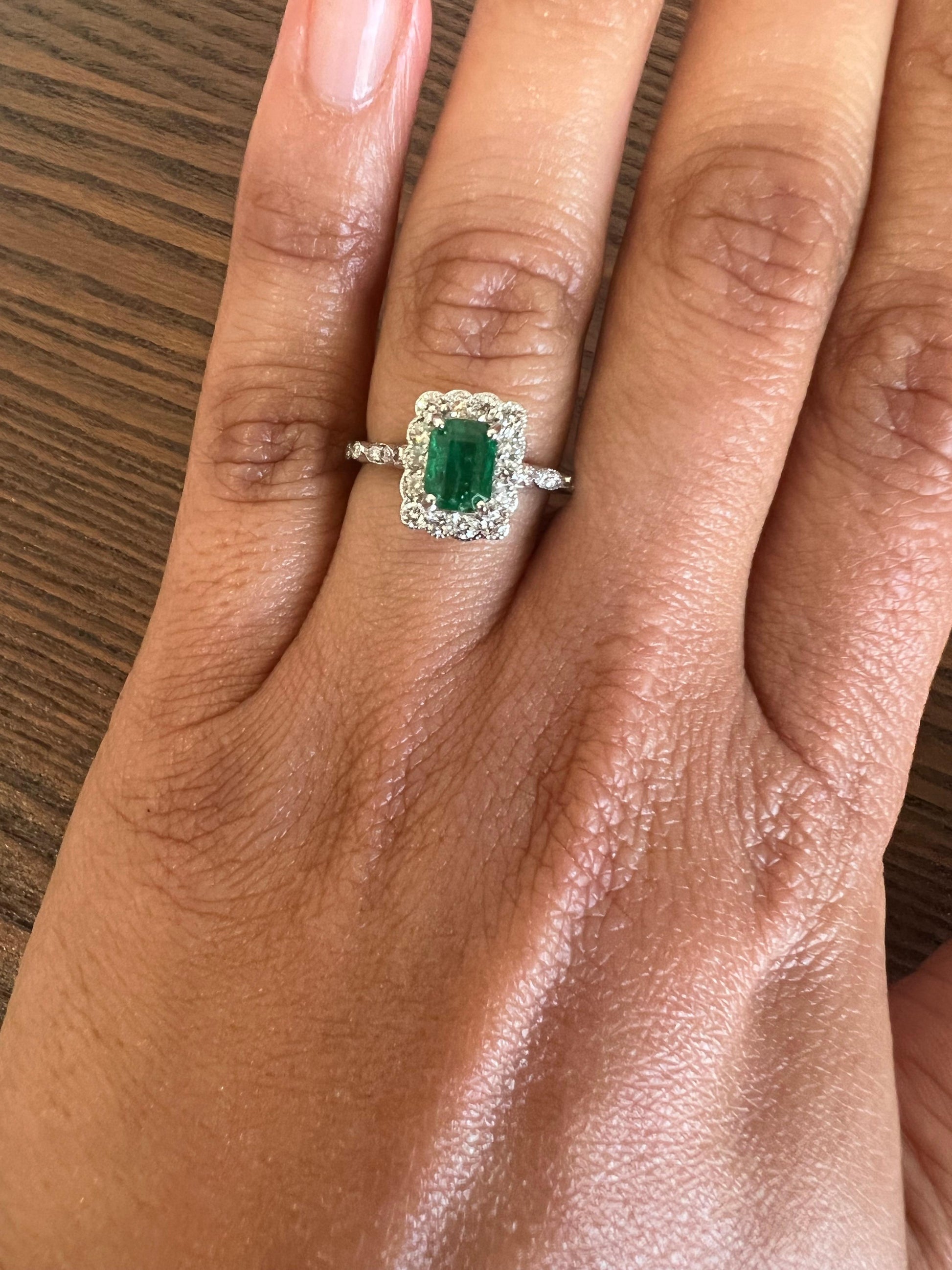 1.65 Carat Emerald Diamond 18 Karat White Gold Engagement Ring