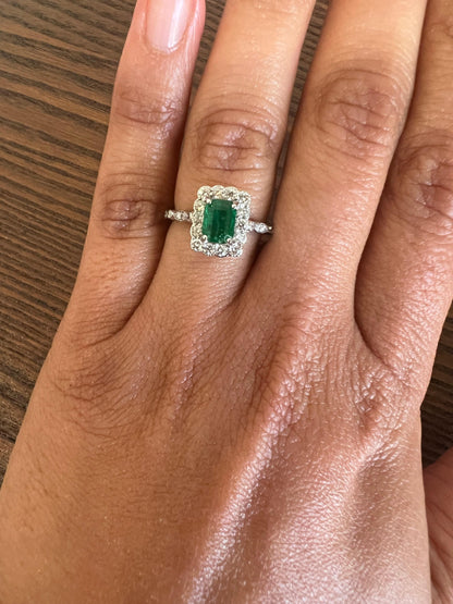 1.65 Carat Emerald Diamond 18 Karat White Gold Engagement Ring