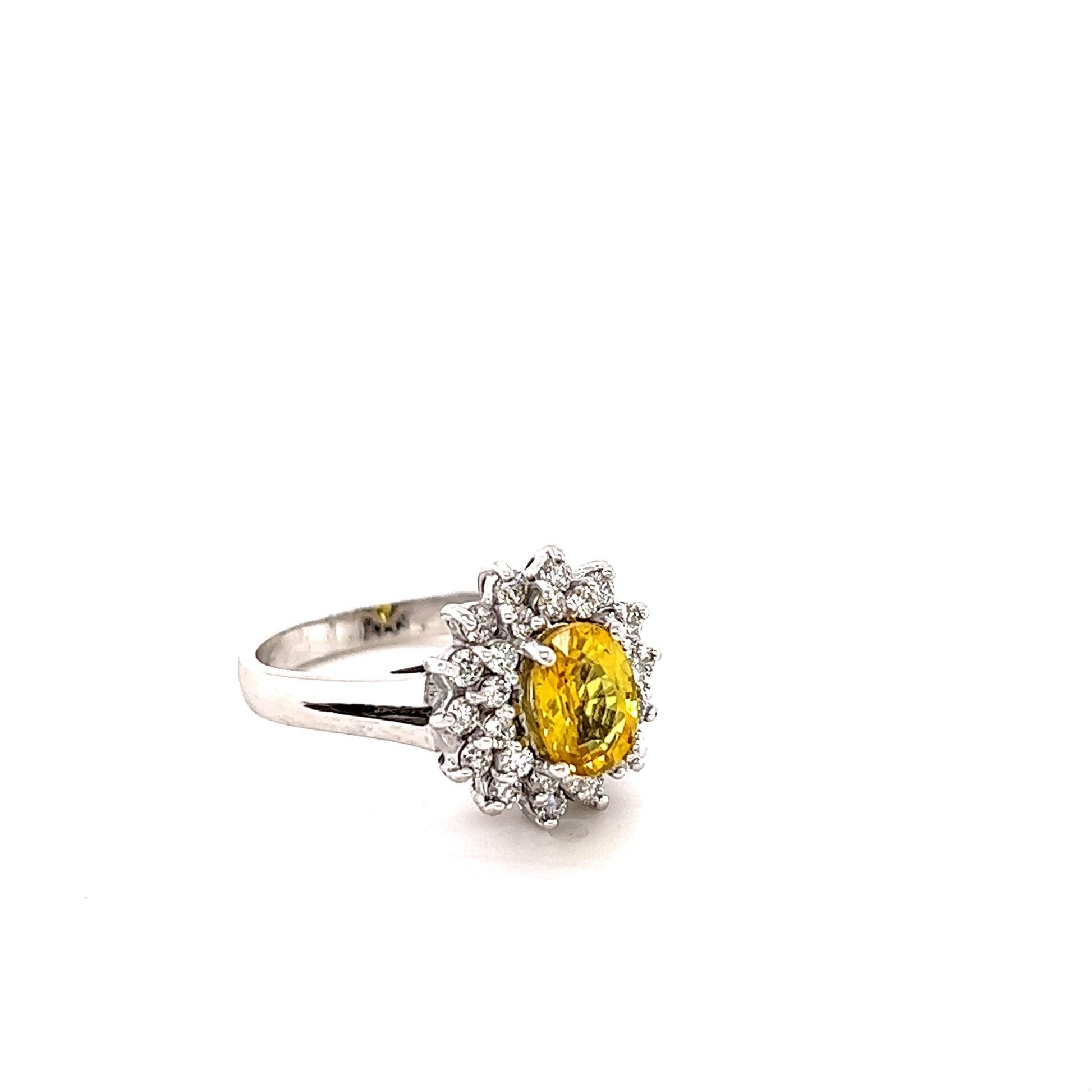 1.67 Carat Yellow Sapphire Diamond White Gold Ring