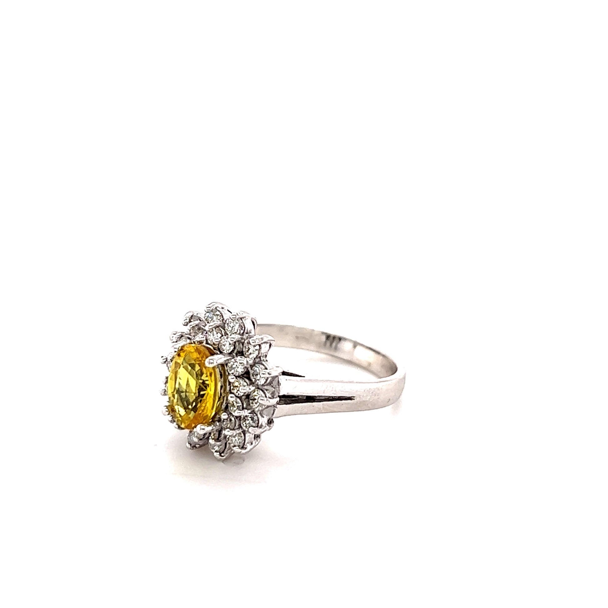1.67 Carat Yellow Sapphire Diamond White Gold Ring