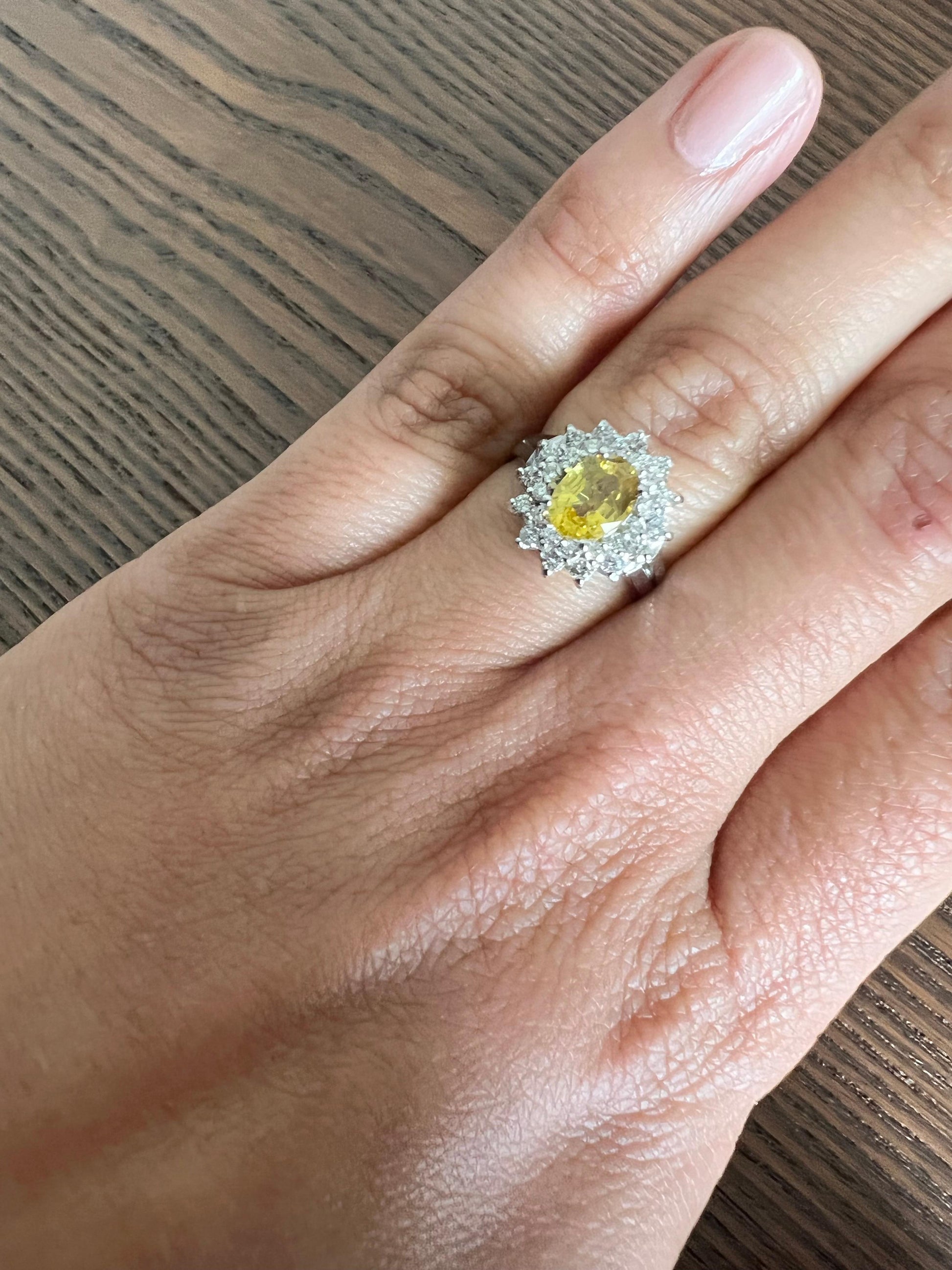 1.67 Carat Yellow Sapphire Diamond White Gold Ring
