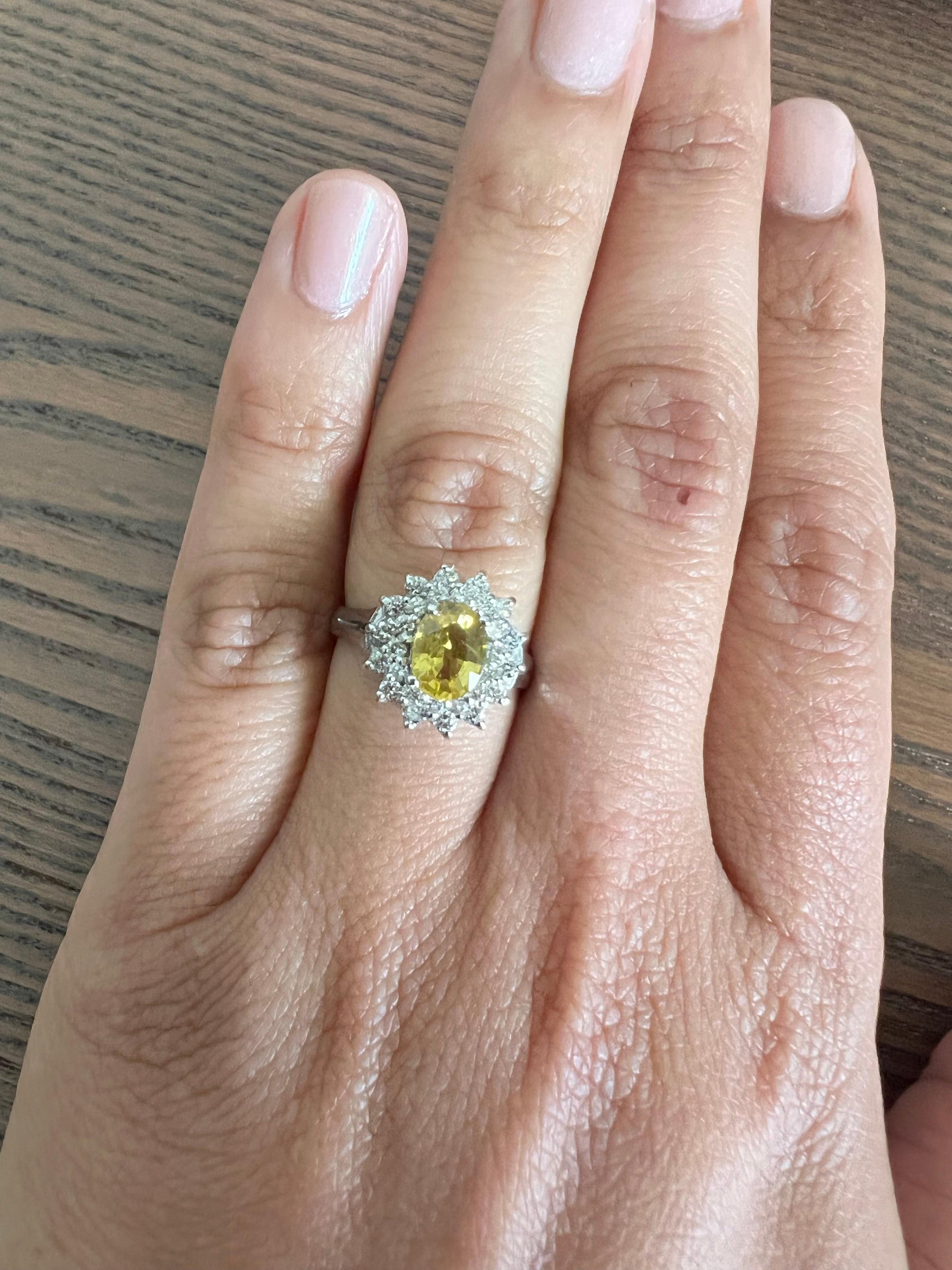 1.67 Carat Yellow Sapphire Diamond White Gold Ring