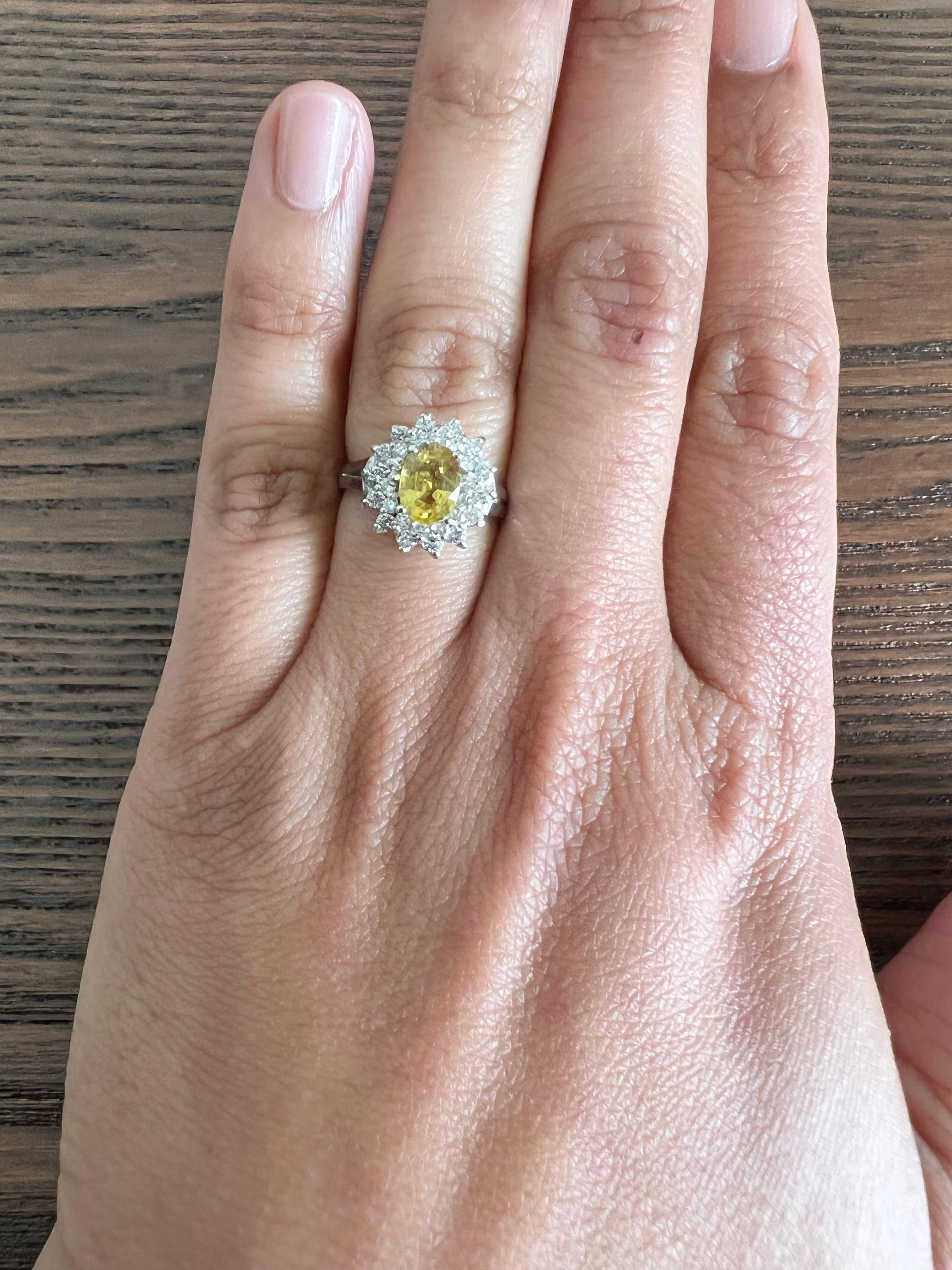 1.67 Carat Yellow Sapphire Diamond White Gold Ring