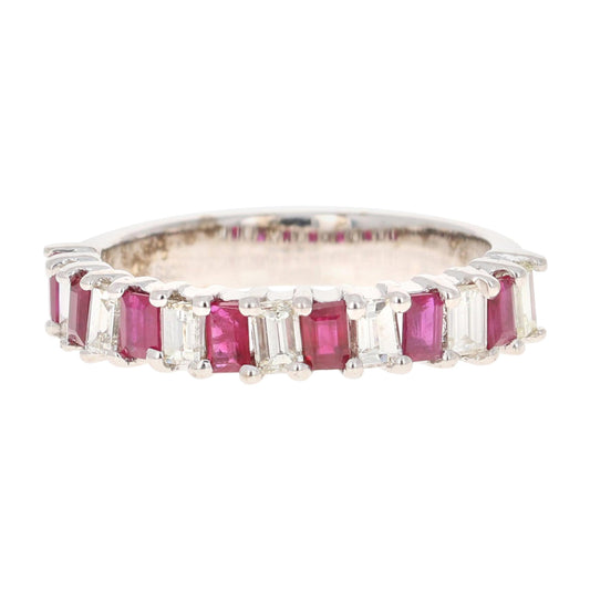 1.69 Carat Ruby Diamond 18 Karat White Gold Band