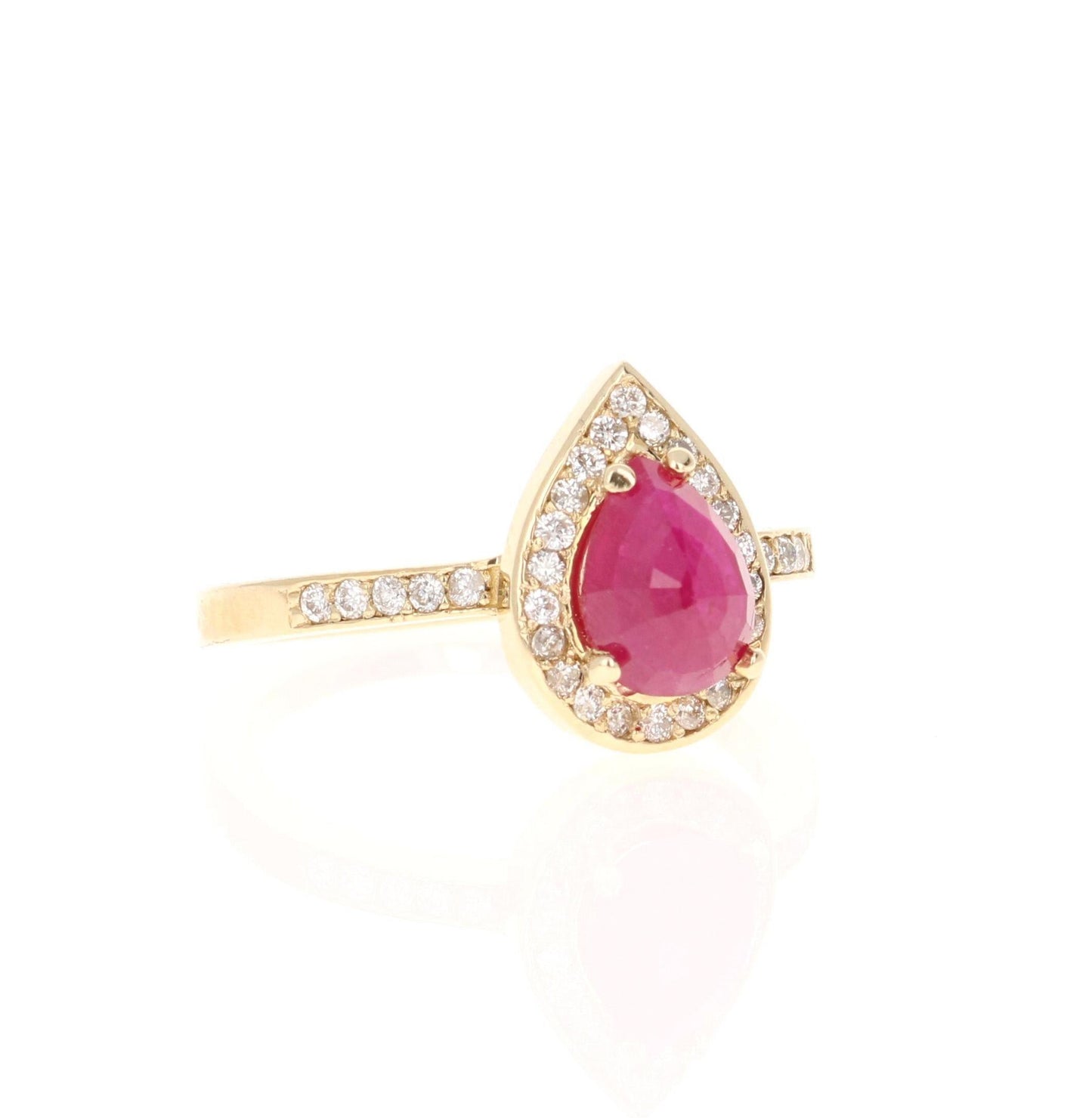 1.70 Carat Ruby Diamond Yellow Gold Engagement Ring