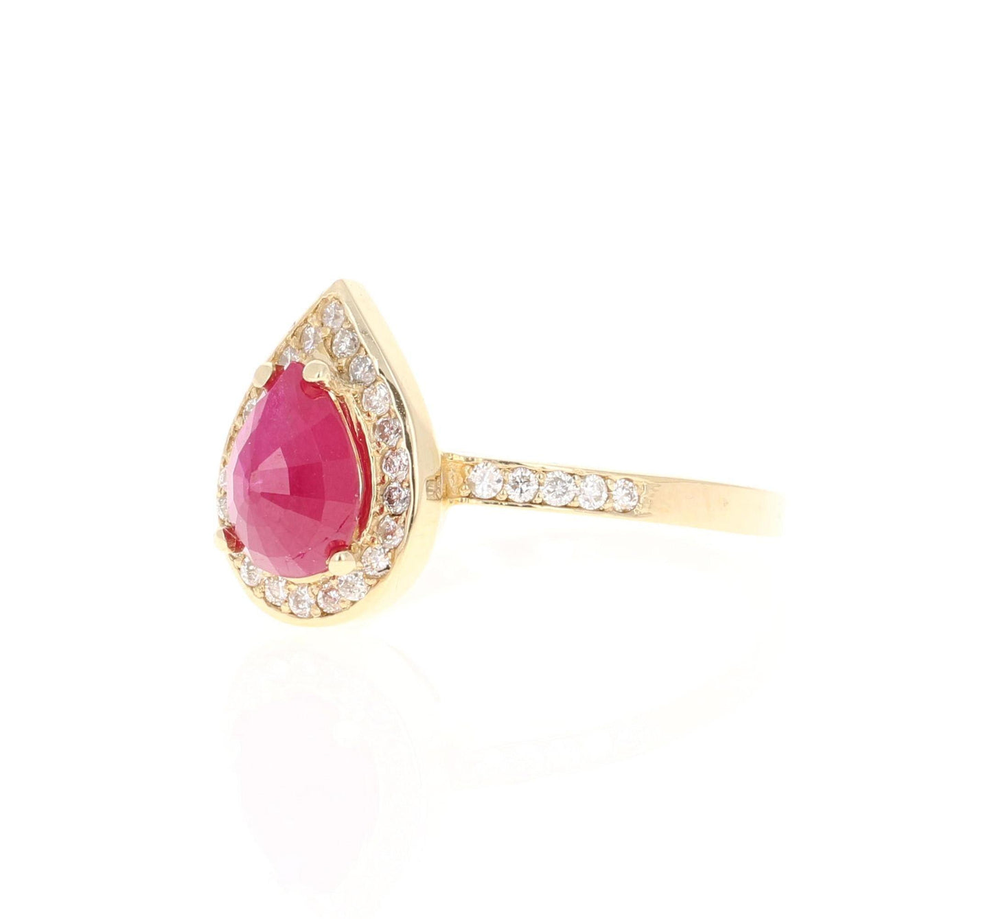 1.70 Carat Ruby Diamond Yellow Gold Engagement Ring