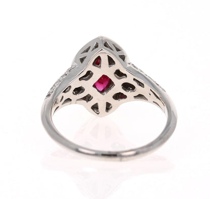 1.71 Carat Marquise Cut Ruby Diamond 18 Karat White Gold Bridal Ring