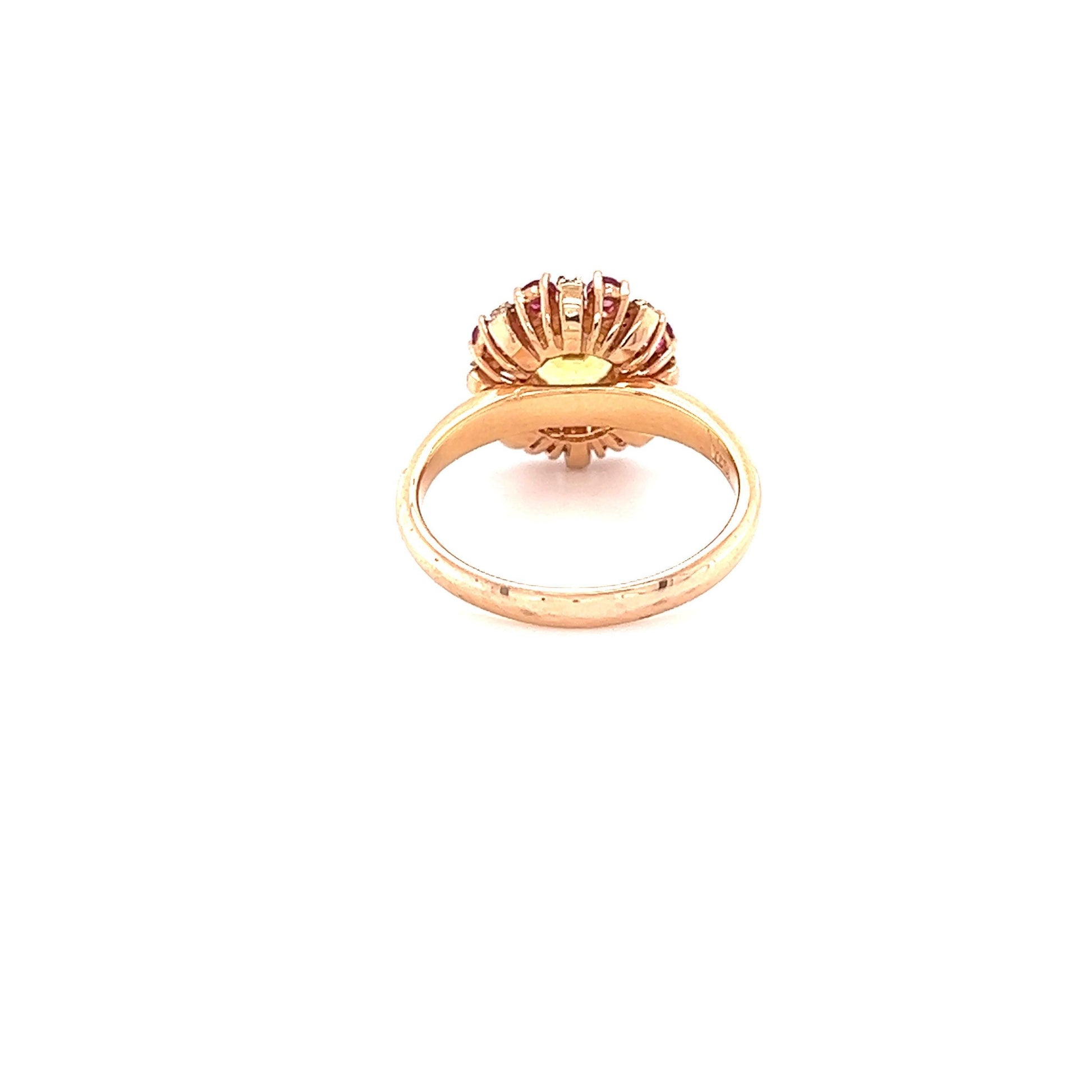 1.71 Carat Yellow Sapphire Pink Sapphire Diamond Rose Gold Ring