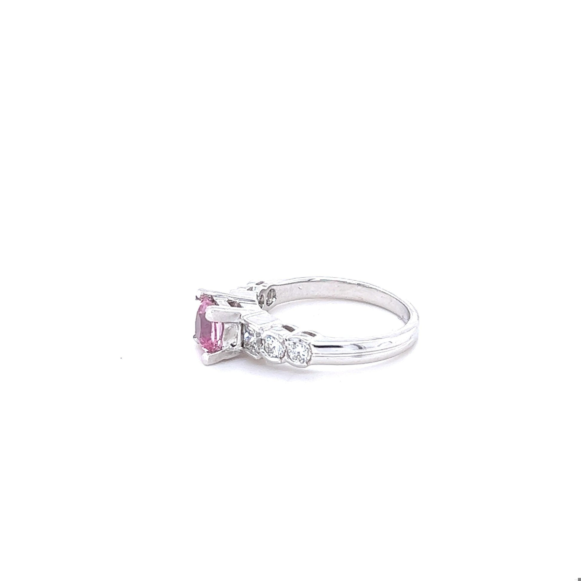 1.72 Carat Pink Sapphire Diamond Platinum Engagement Ring