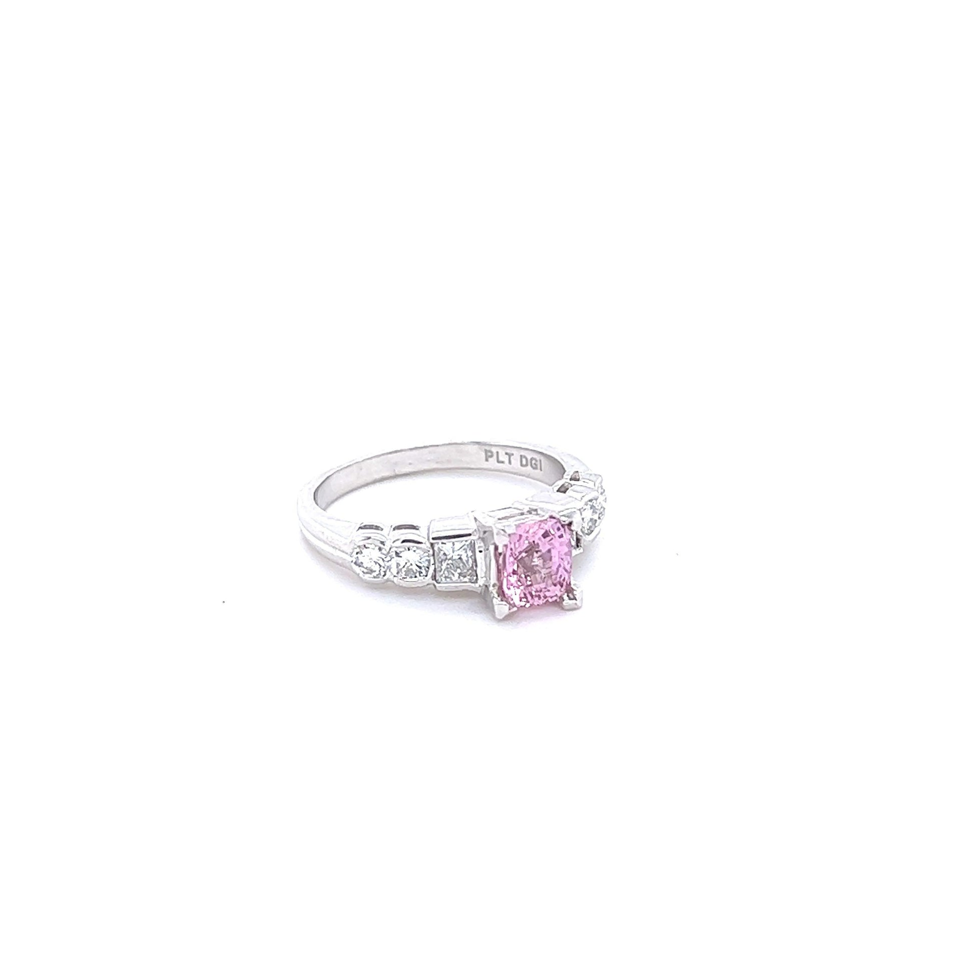 1.72 Carat Pink Sapphire Diamond Platinum Engagement Ring