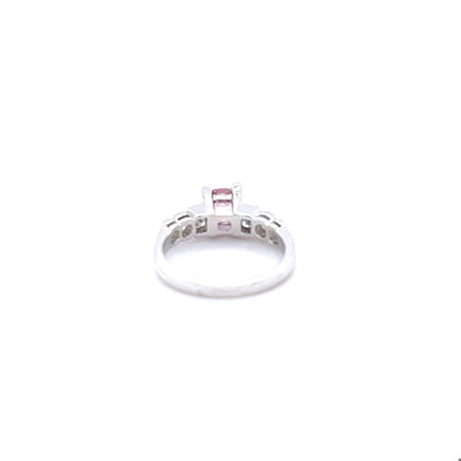 1.72 Carat Pink Sapphire Diamond Platinum Engagement Ring