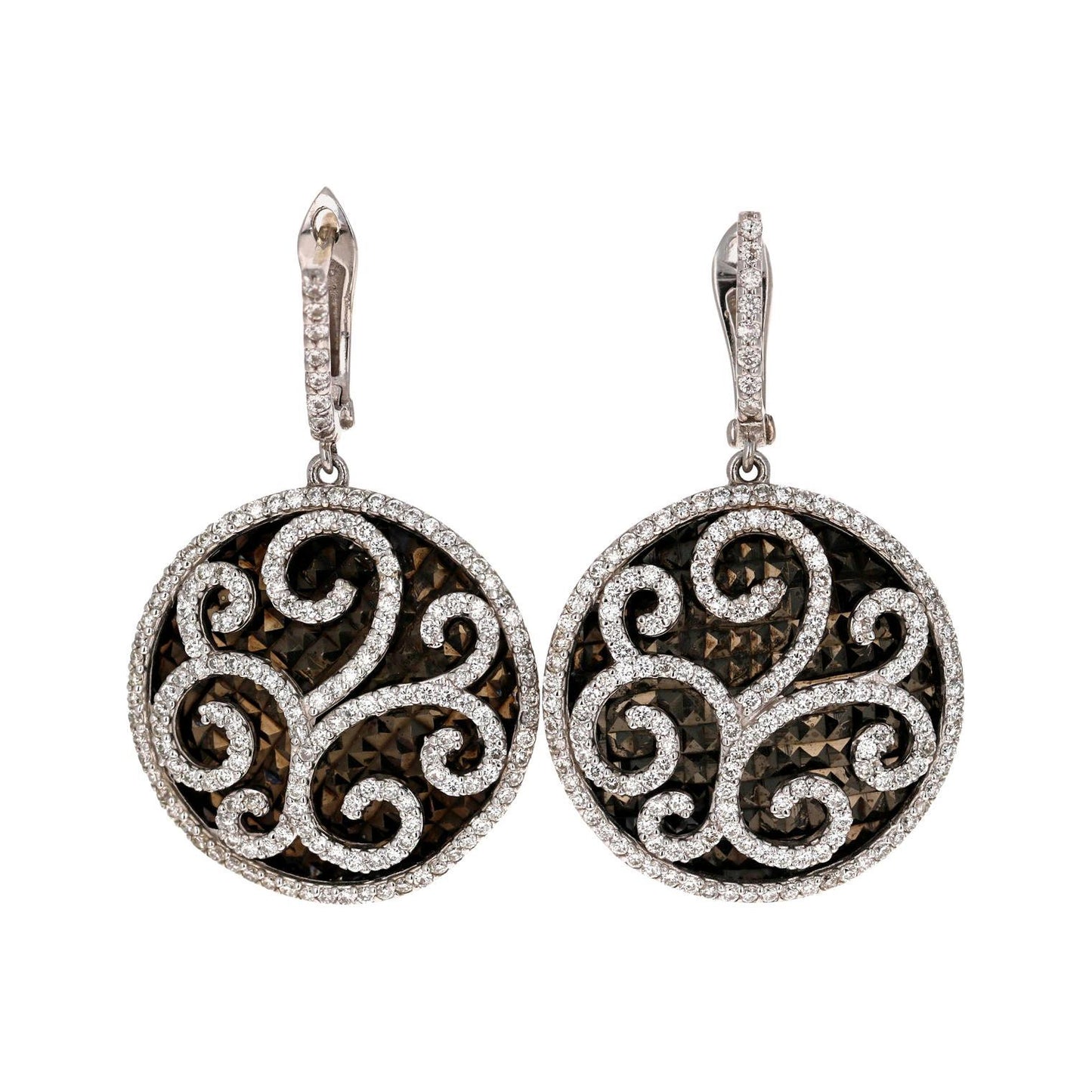 1.74 Carat Diamond Drop Earrings with Black Rhodium in 14 Karat White Gold