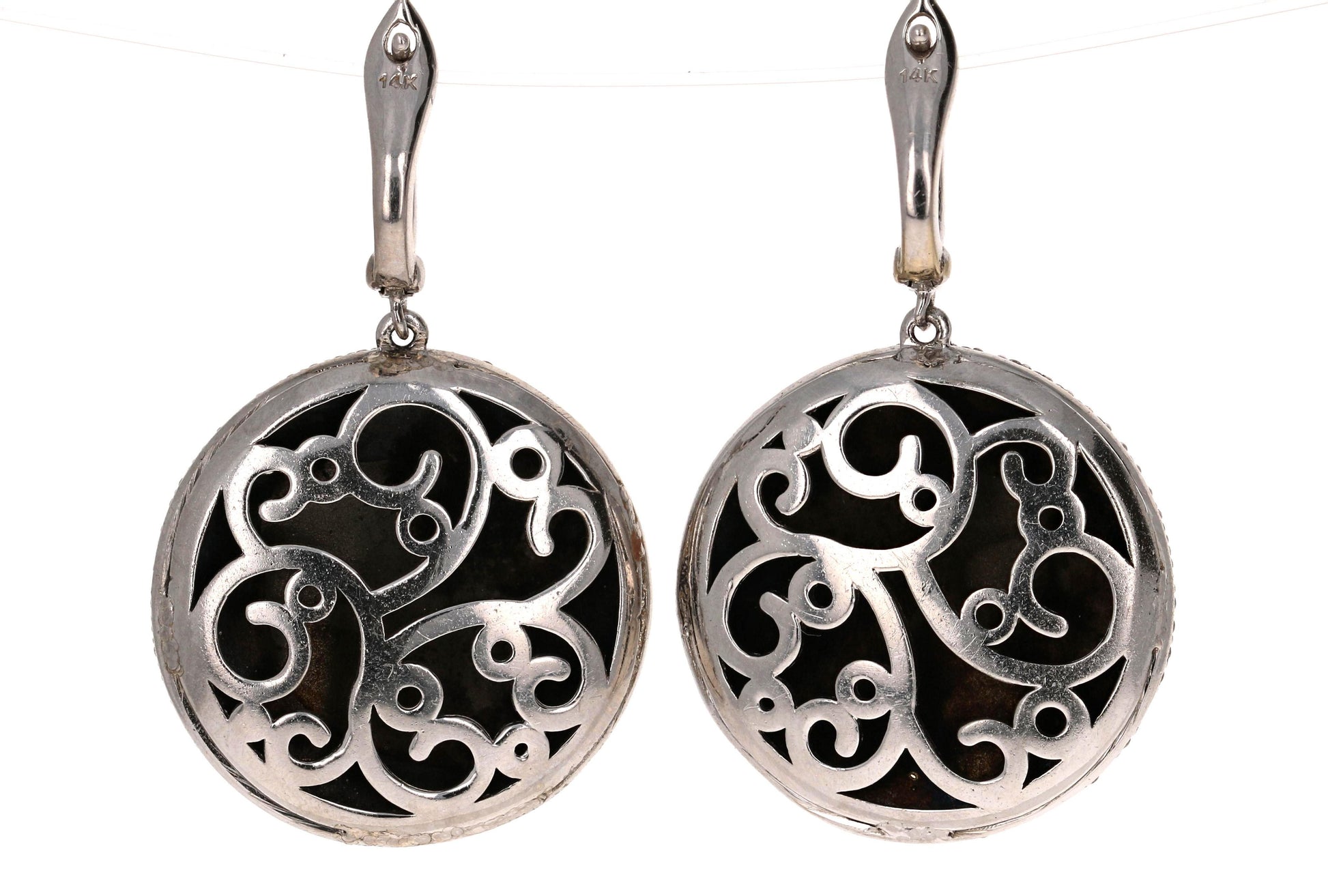 1.74 Carat Diamond Drop Earrings with Black Rhodium in 14 Karat White Gold