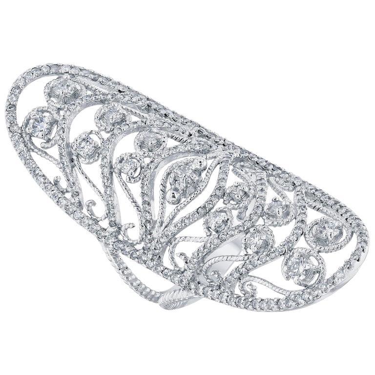 1.76 Carat Diamond 14 Karat White Gold Cocktail Ring